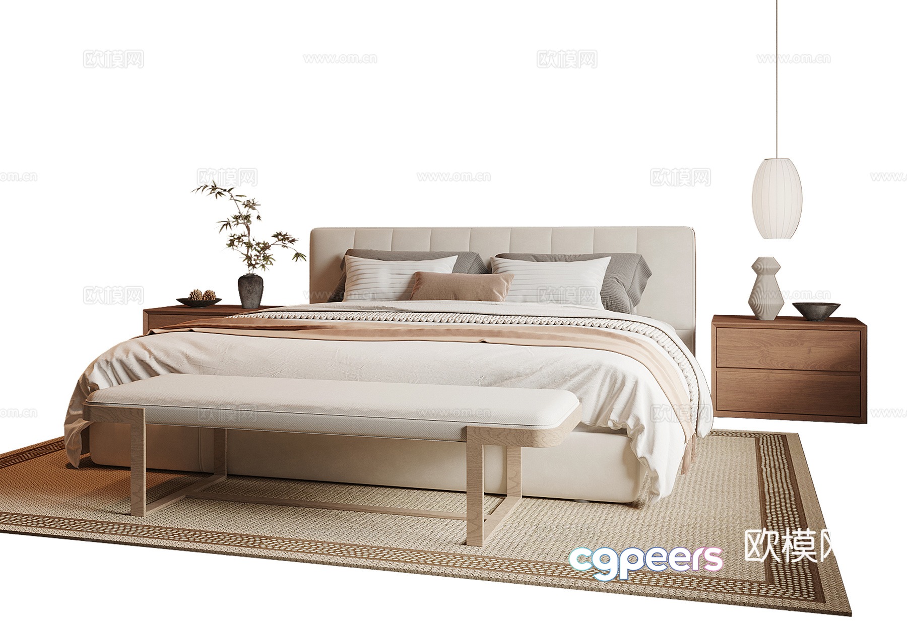Song style double bed 3D model Song style double bed 3D model
