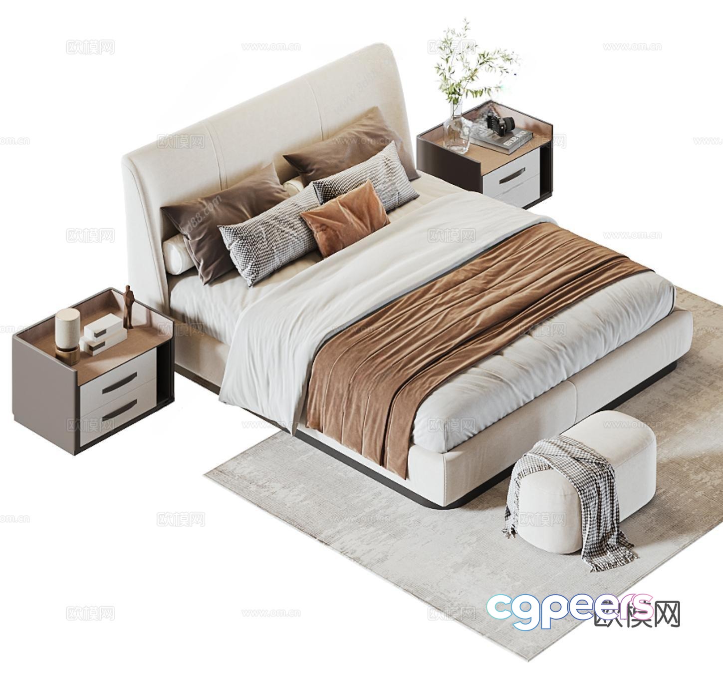 Modern double bed 3d model Modern double bed 3d model