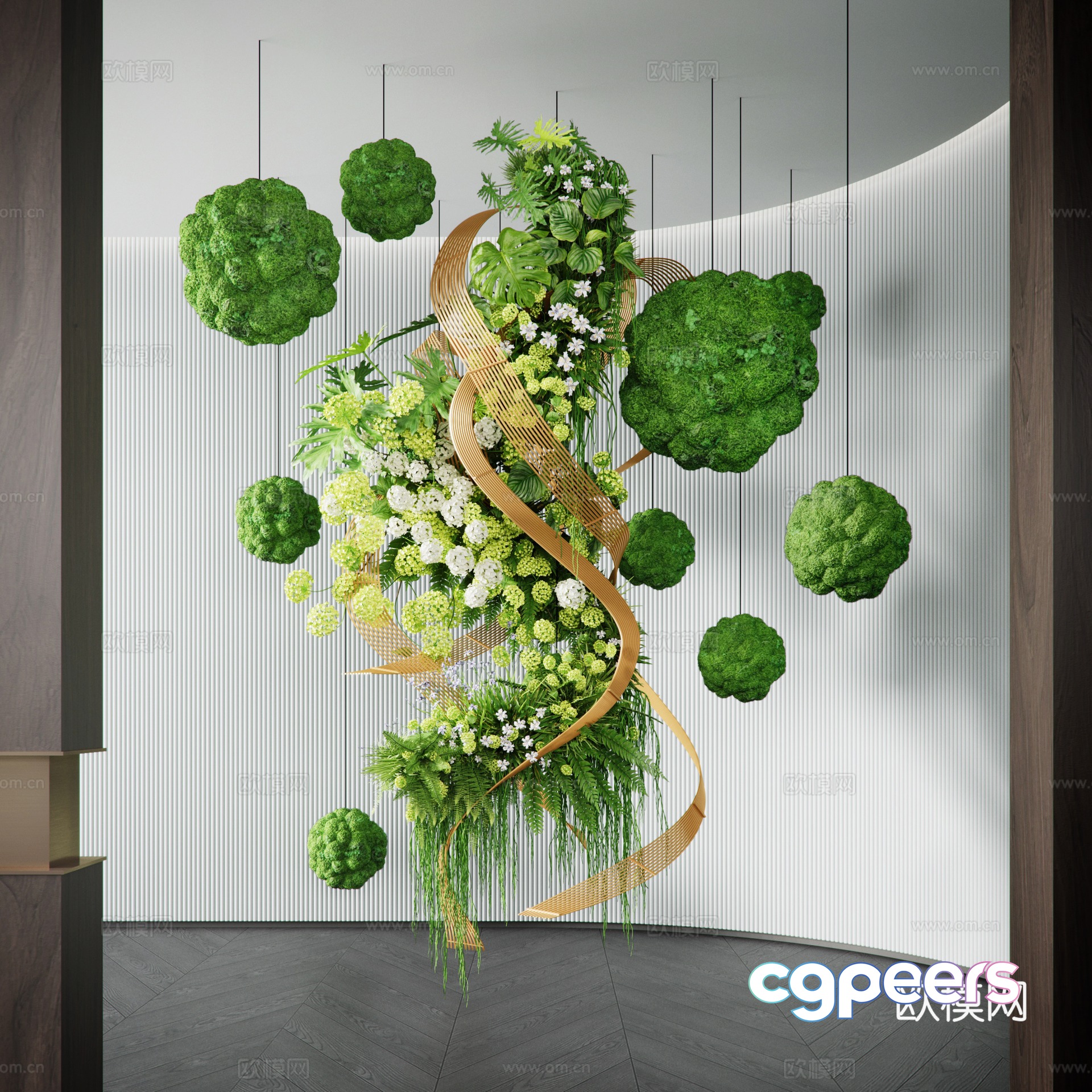 Modern indoor floral installation 3d model Modern indoor floral installation 3d model