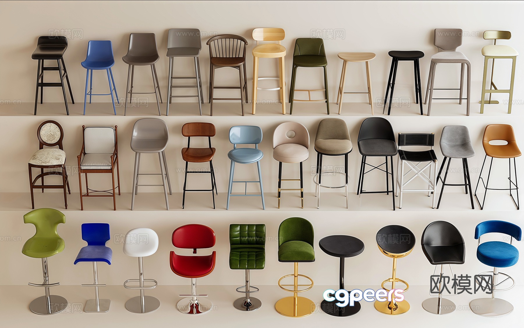 Modern bar chair 3d model Modern bar chair 3d model