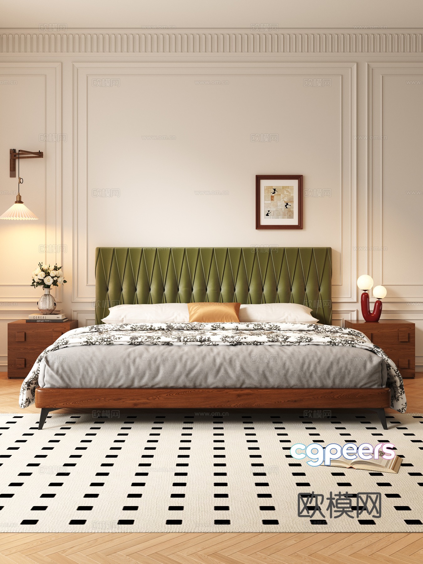 Middle-aged double bed 3D model Middle-aged double bed 3D model