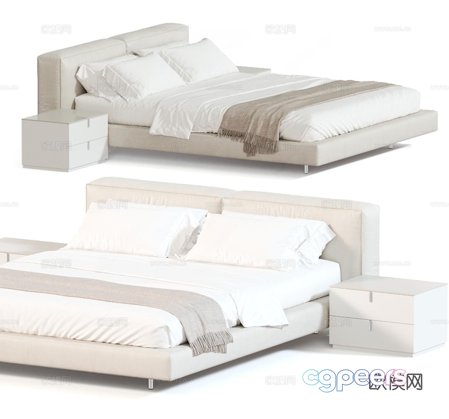 French double bed 3d model French double bed 3d model