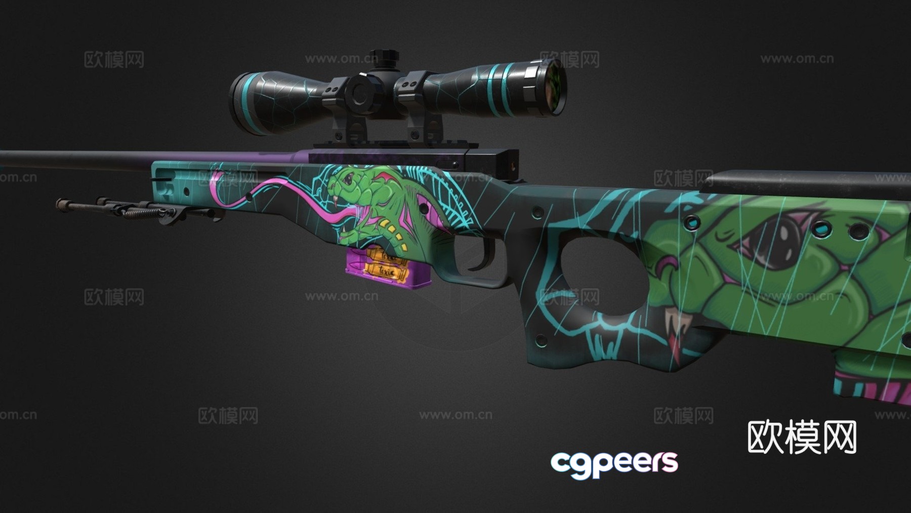 AWP-=Deadly Sting=Skin 3d model AWP-=Deadly Sting=Skin 3d model