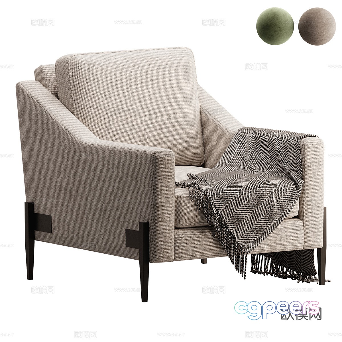 Modern light luxury fabric armchair 3d model Modern light luxury fabric armchair 3d model