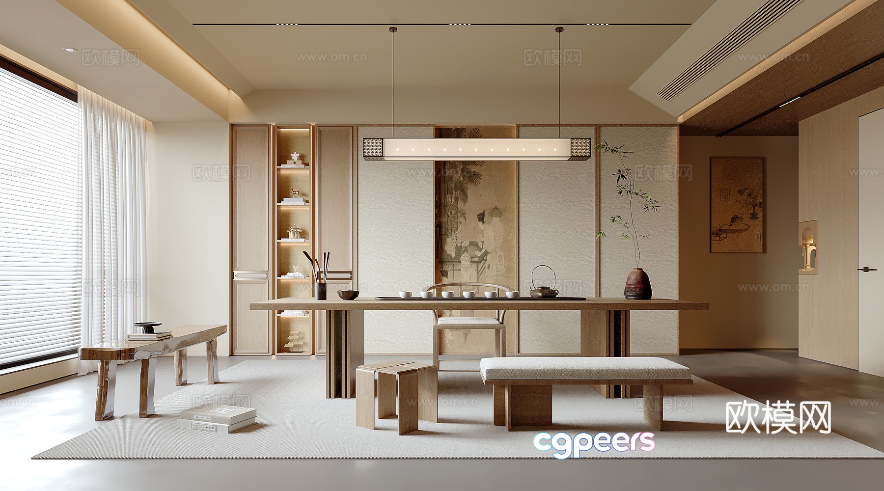 New Chinese tea room 3D model New Chinese tea room 3D model