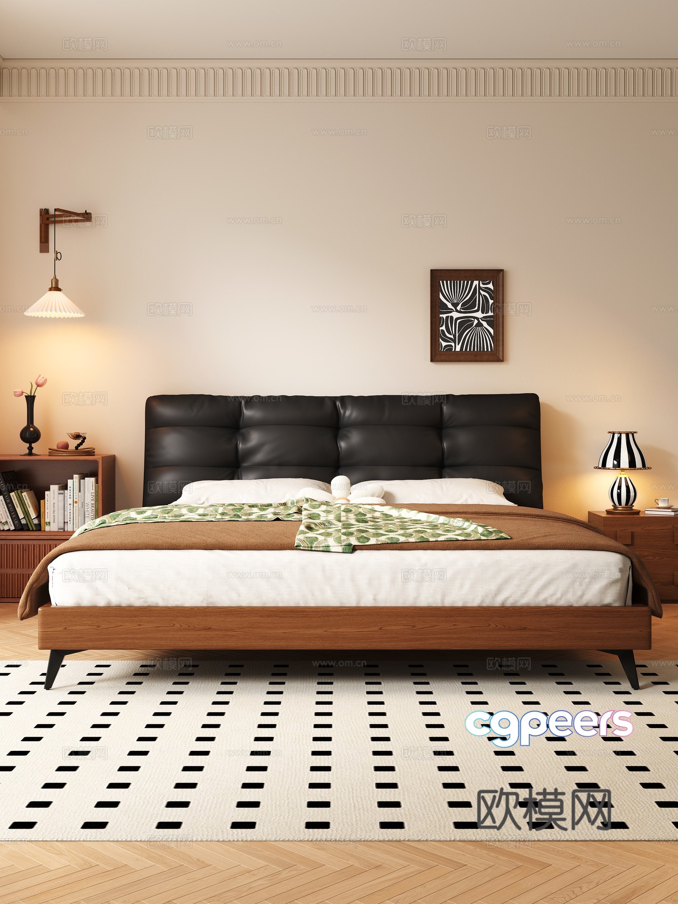 Middle-aged double bed 3D model Middle-aged double bed 3D model