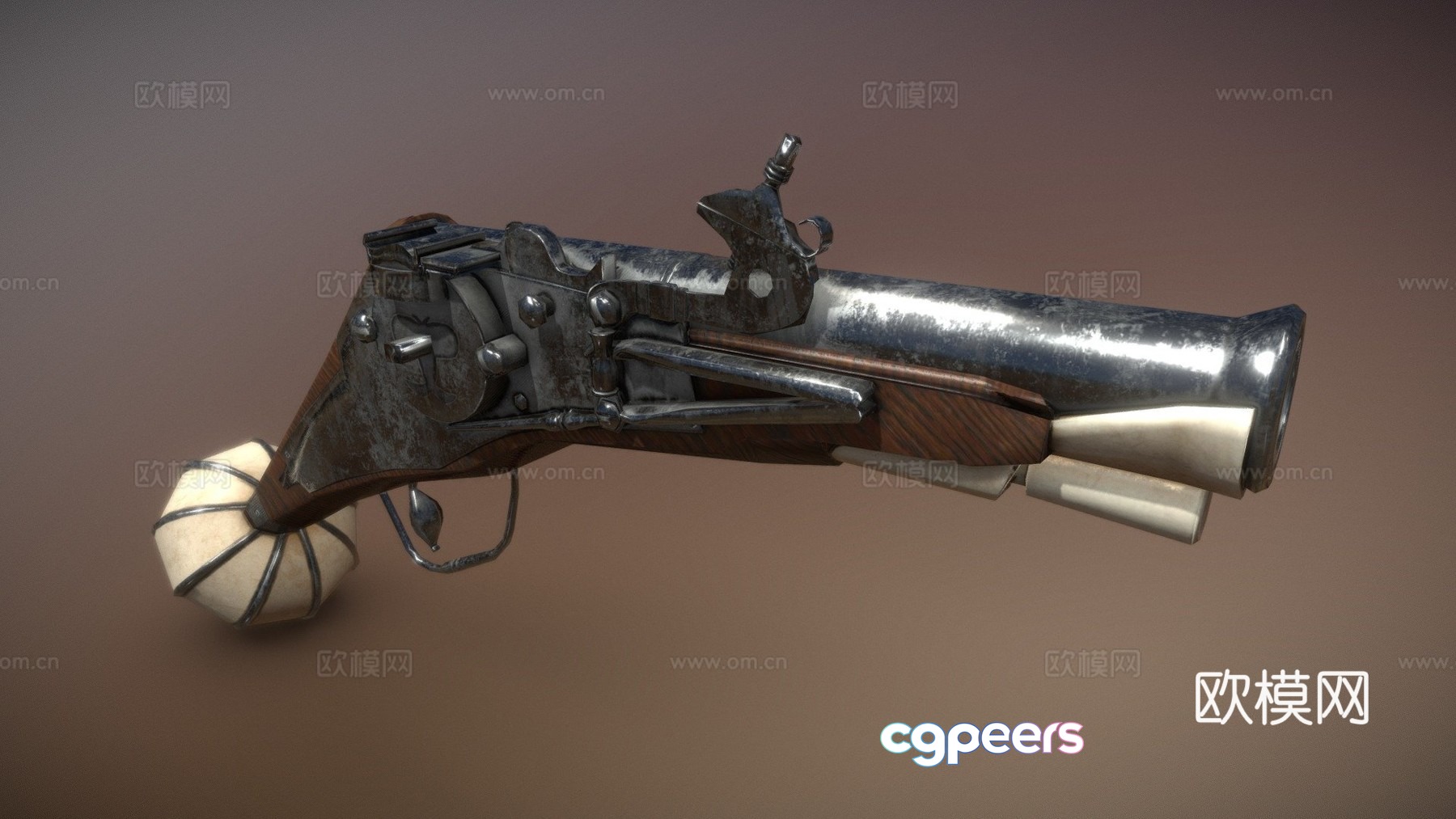 flintlock pistol 3d model flintlock pistol 3d model
