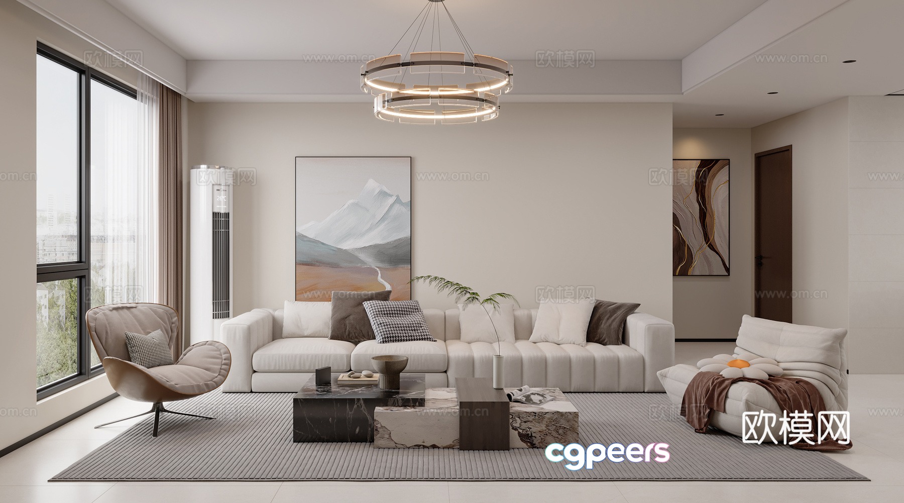 Modern minimalist living restaurant 3d model Modern minimalist living restaurant 3d model