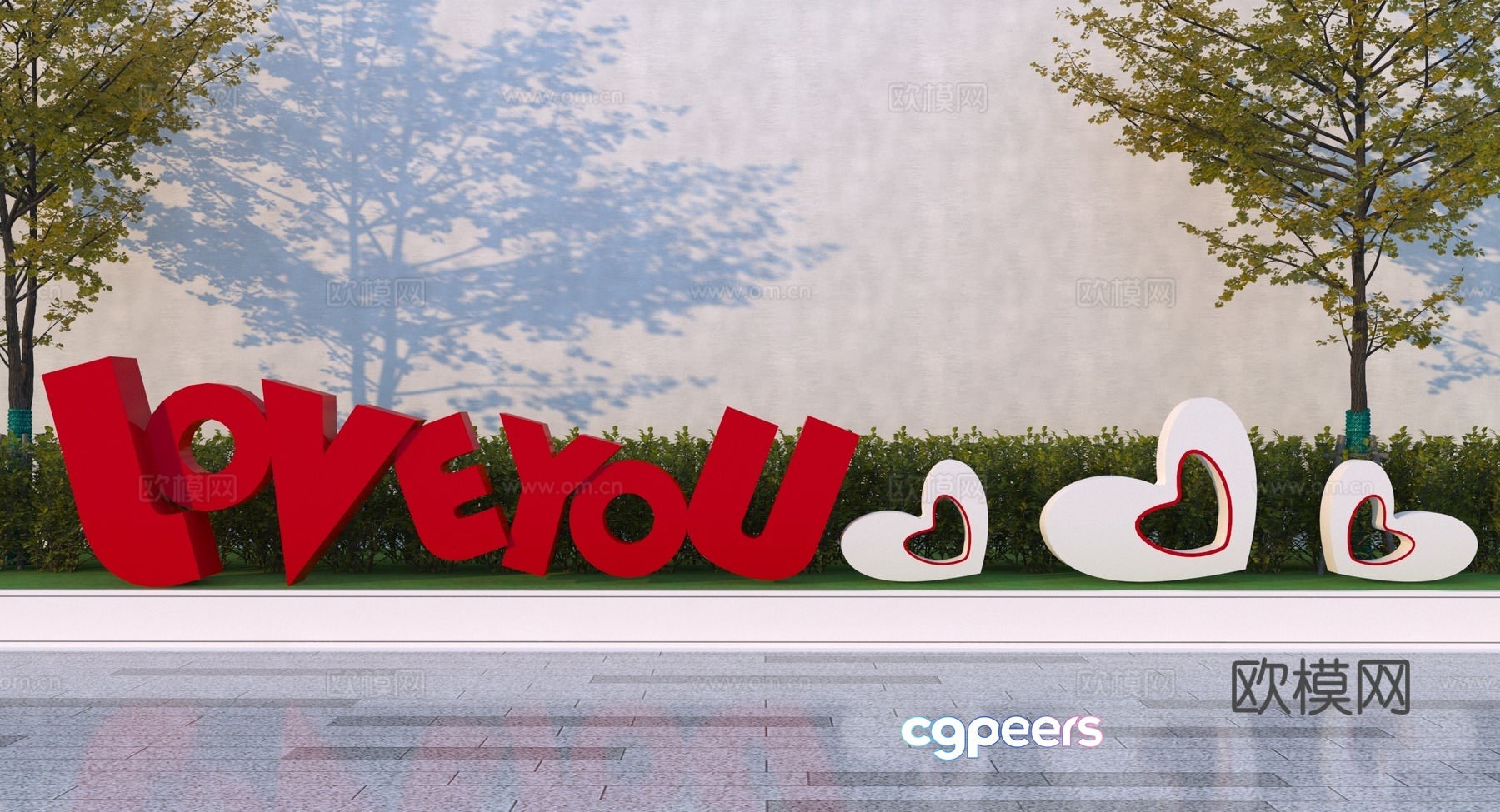 Modern love theme sketch 3d model Modern love theme sketch 3d model