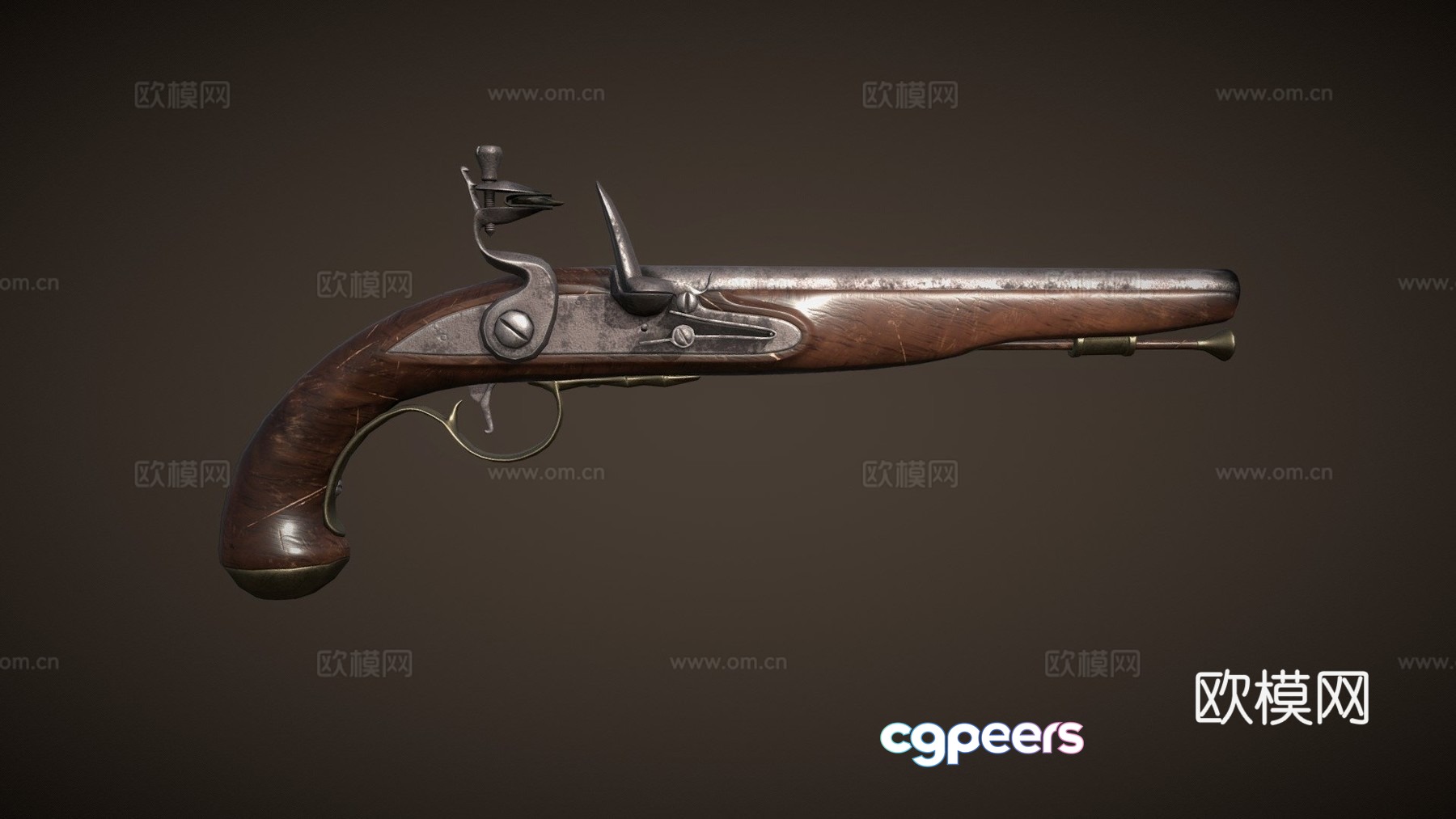 flintlock pistol 3d model flintlock pistol 3d model