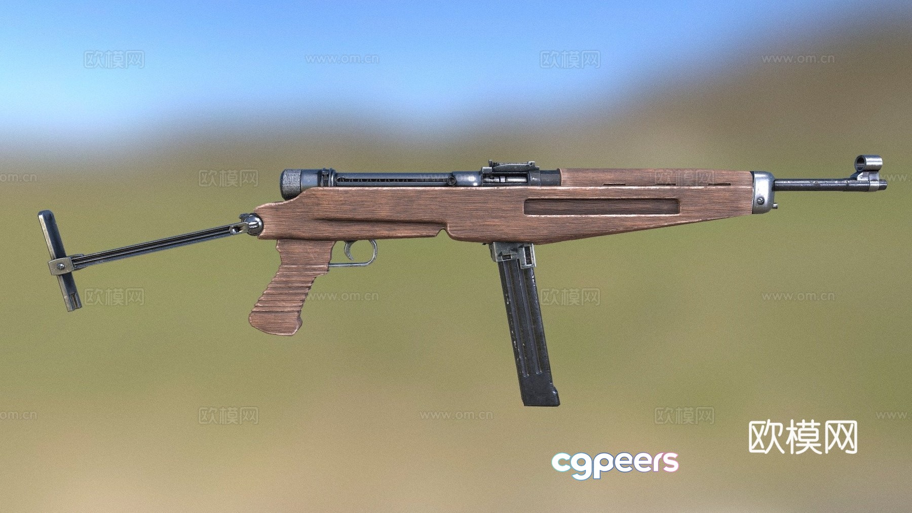 Hungarian Danubia 43M submachine gun 3d model Hungarian Danubia 43M submachine gun 3d model