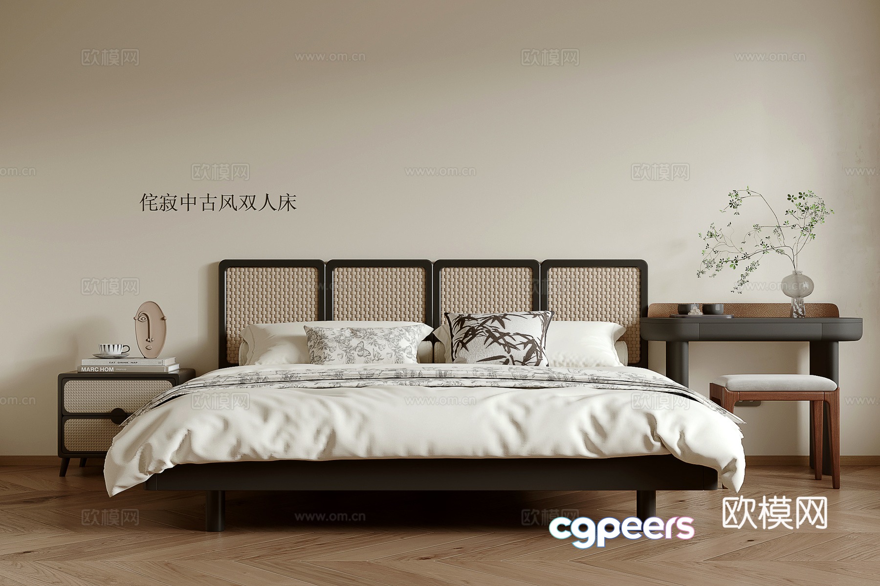 Middle-aged double bed 3D model Middle-aged double bed 3D model