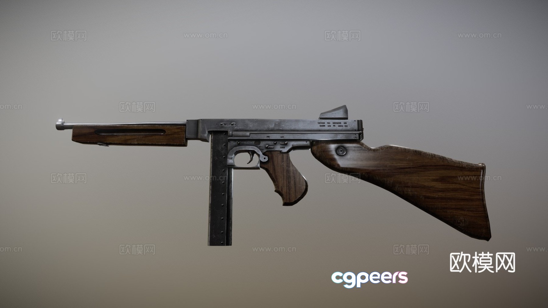 WWII Thompson submachine gun 3d model WWII Thompson submachine gun 3d model