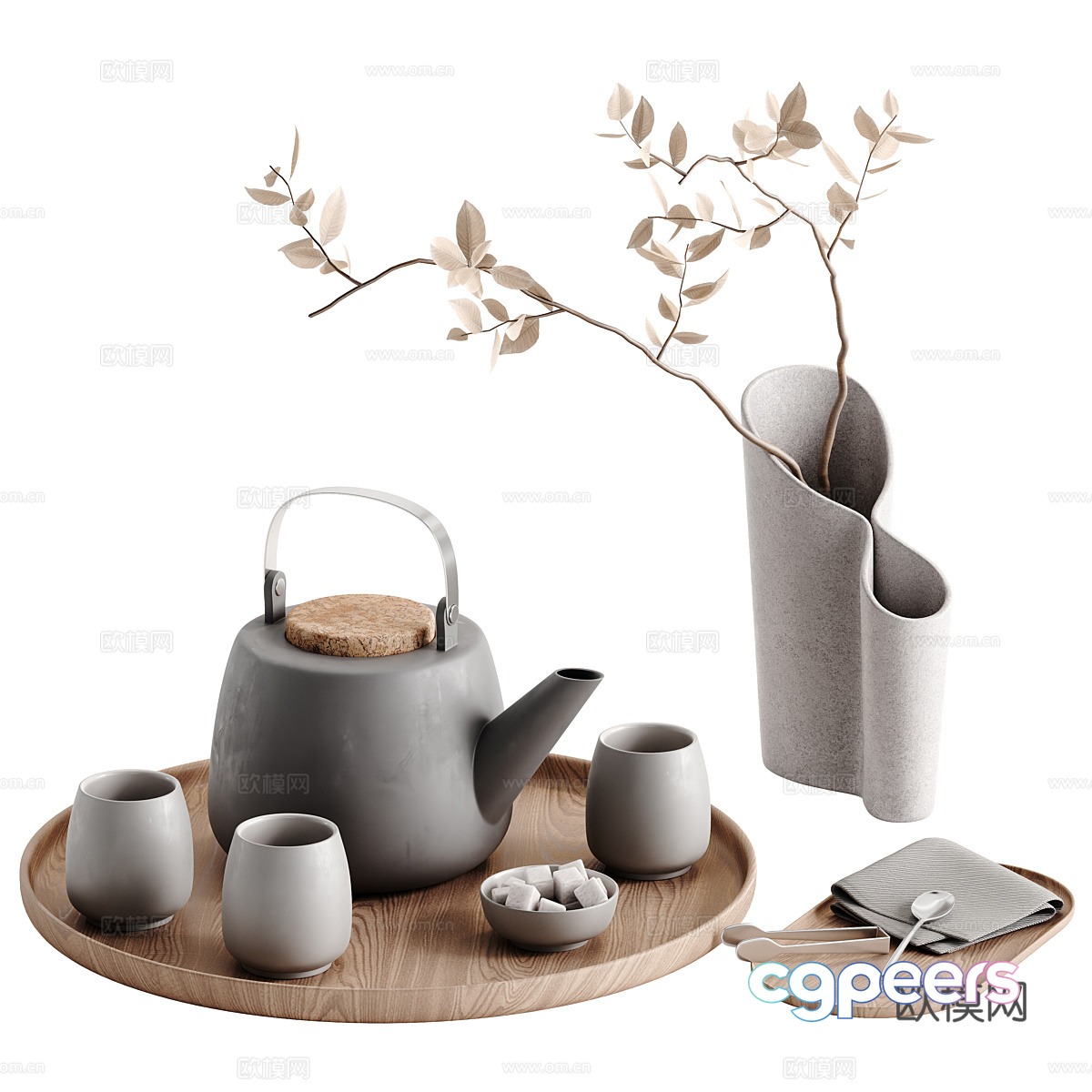 New Chinese tea set 3D model New Chinese tea set 3D model