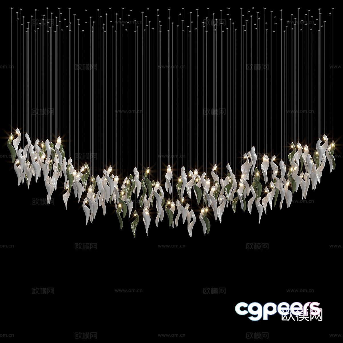 New Chinese light luxury craft chandelier 3D model New Chinese light luxury craft chandelier 3D model