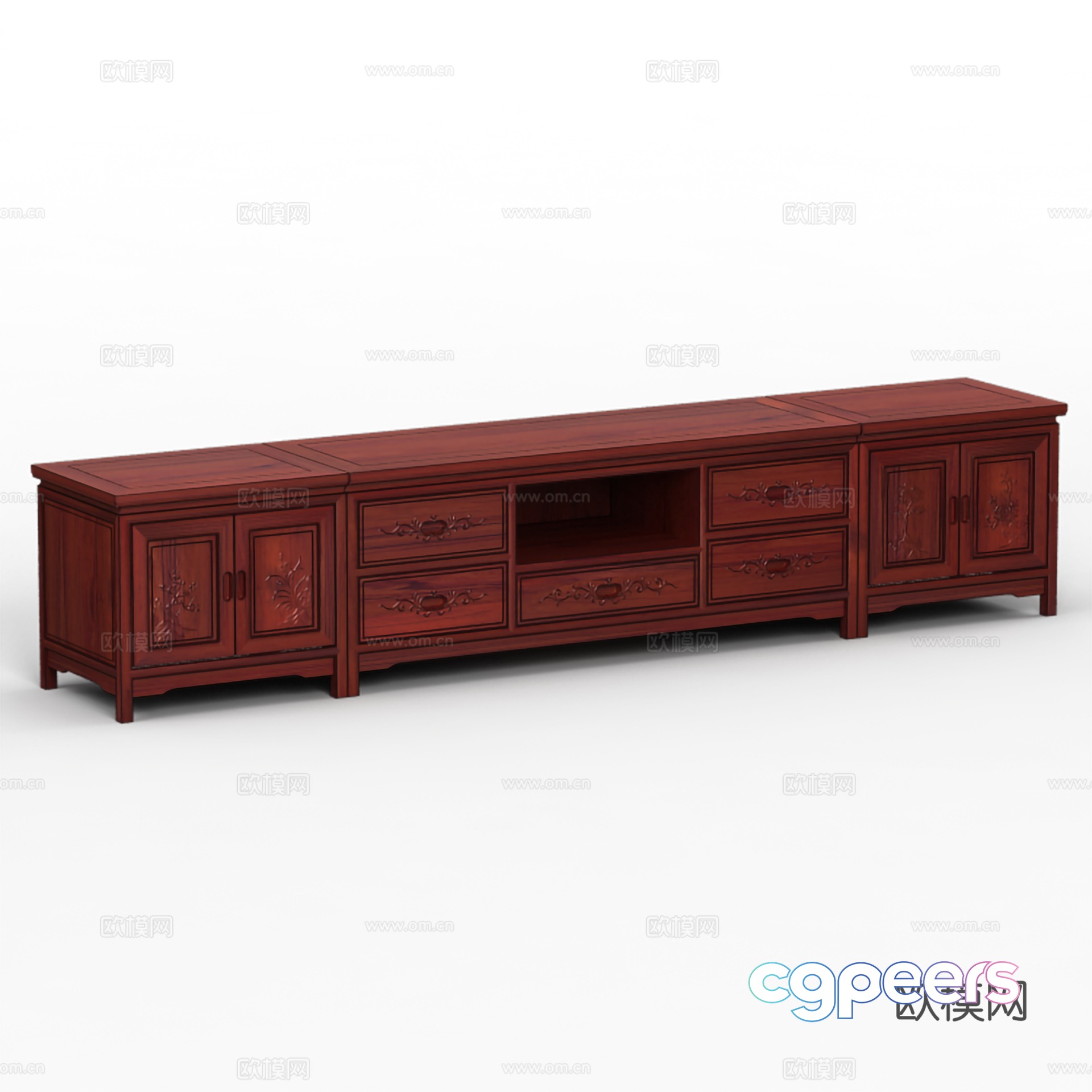 Chinese TV cabinet carved door panel solid wood mahogany 3D model Chinese TV cabinet carved door panel solid wood mahogany 3D model