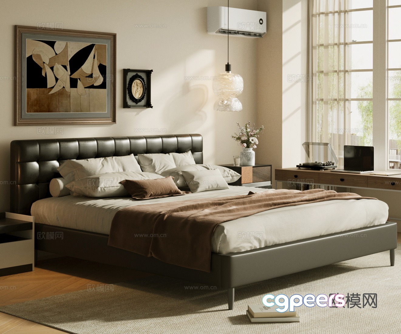 Middle-aged double bed Black leather bed Leather bed Black bed Middle-aged master bedroom Master bedroom bed 3D model Middle-aged double bed Black leather bed Leather bed Black bed Middle-aged master bedroom Master bedroom bed 3D model