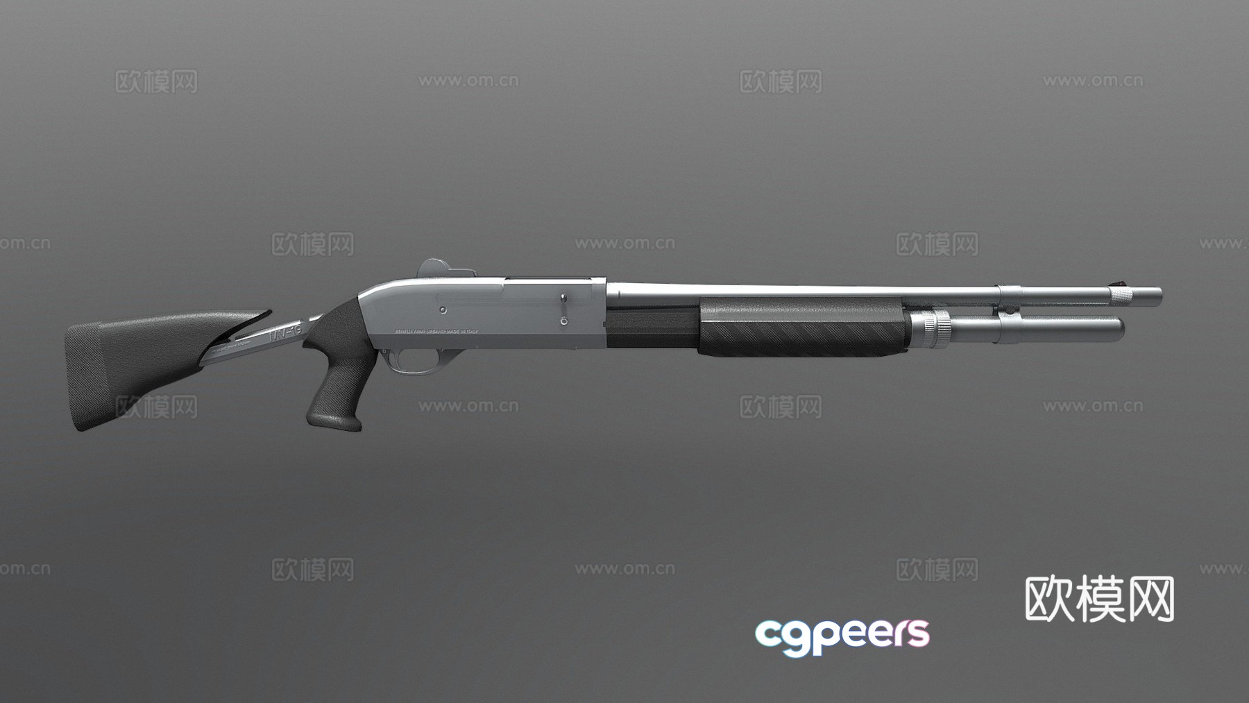 Benelli M3 Cromo - with folding stock 3d model Benelli M3 Cromo - with folding stock 3d model