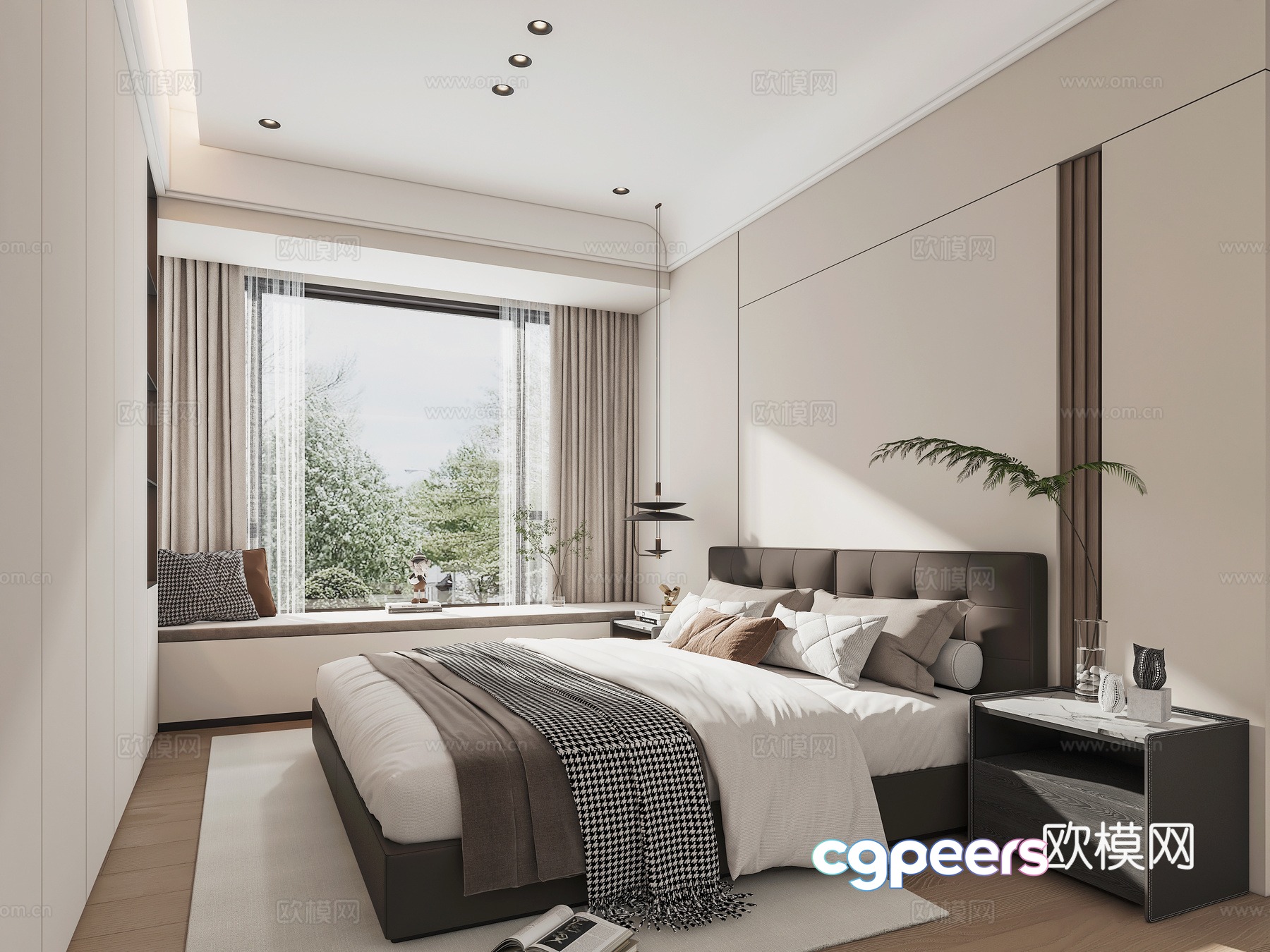 Modern light luxury simple home bedroom 3D model Modern light luxury simple home bedroom 3D model