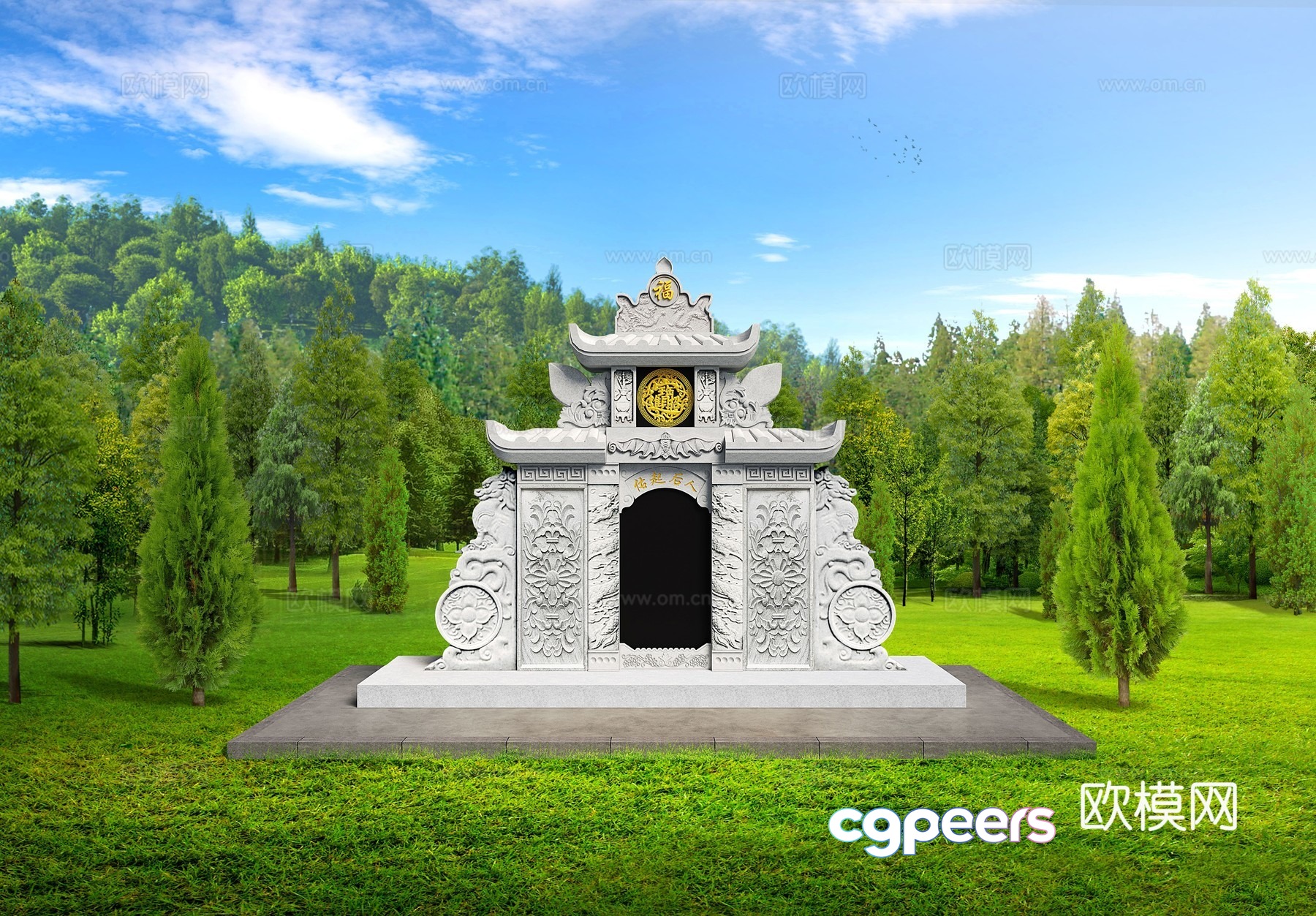 New Chinese bluestone grave 3D model New Chinese bluestone grave 3D model