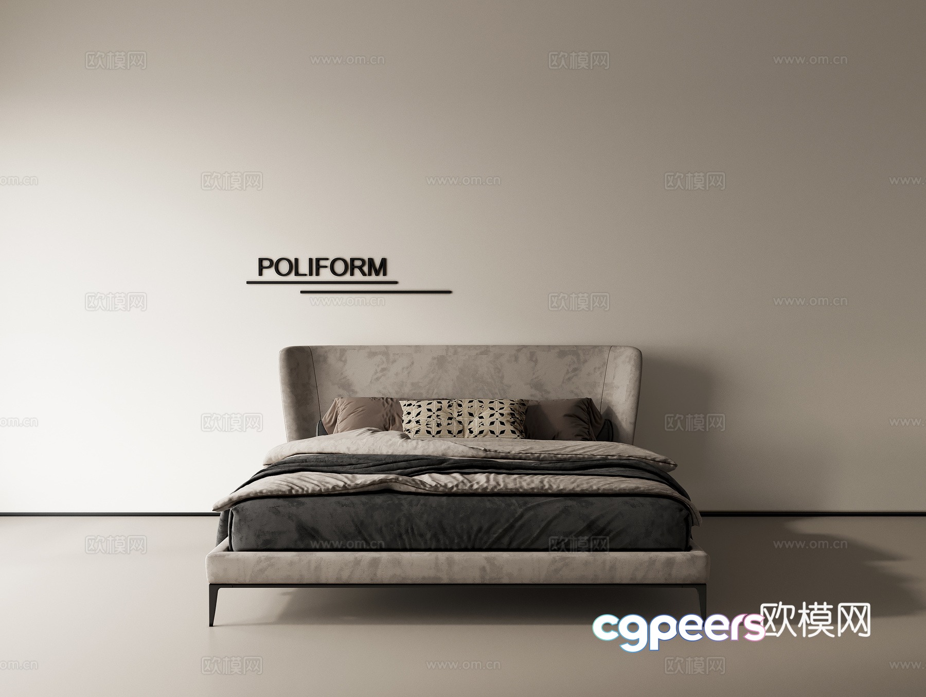 Modern double bed 3d model Modern double bed 3d model
