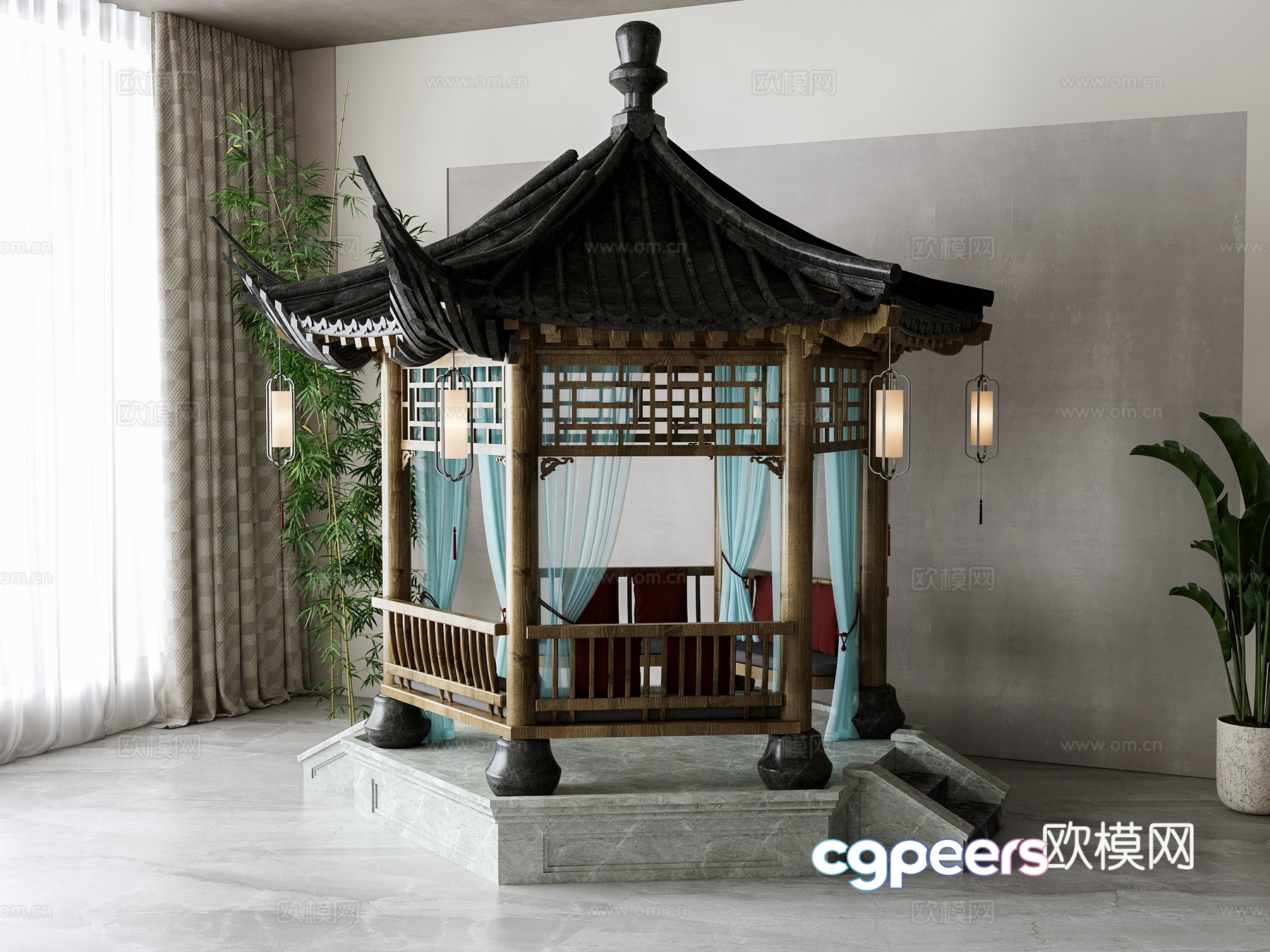 Chinese garden pavilion 3D model Chinese garden pavilion 3D model