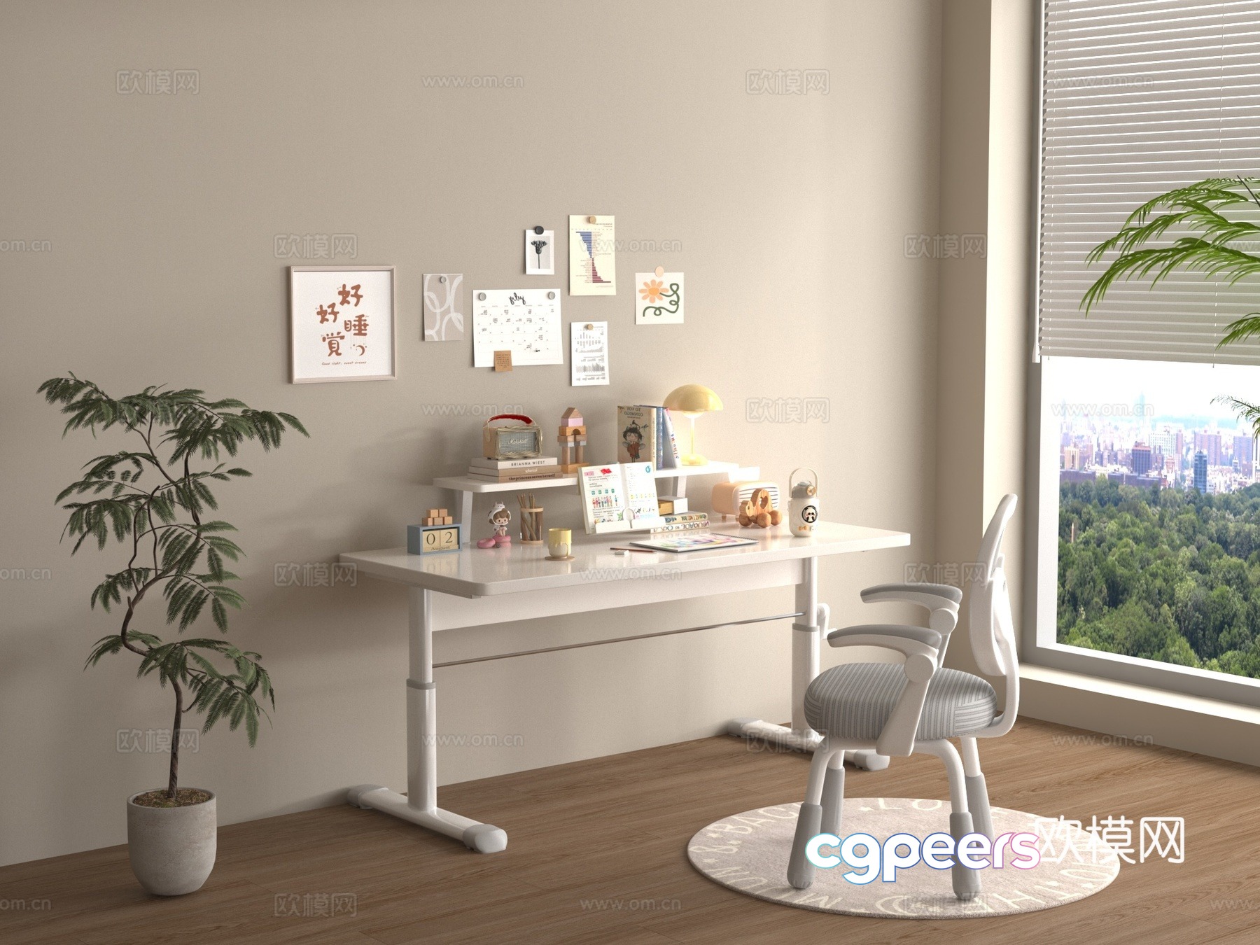 Children’s study desk 3d model Children’s study desk 3d model