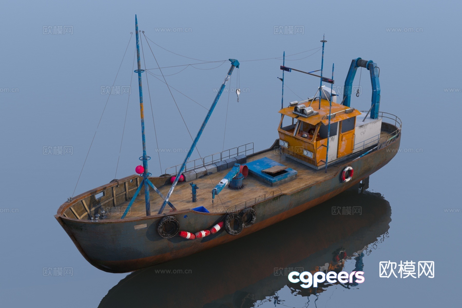 Modern old fishing boat 3d model Modern old fishing boat 3d model