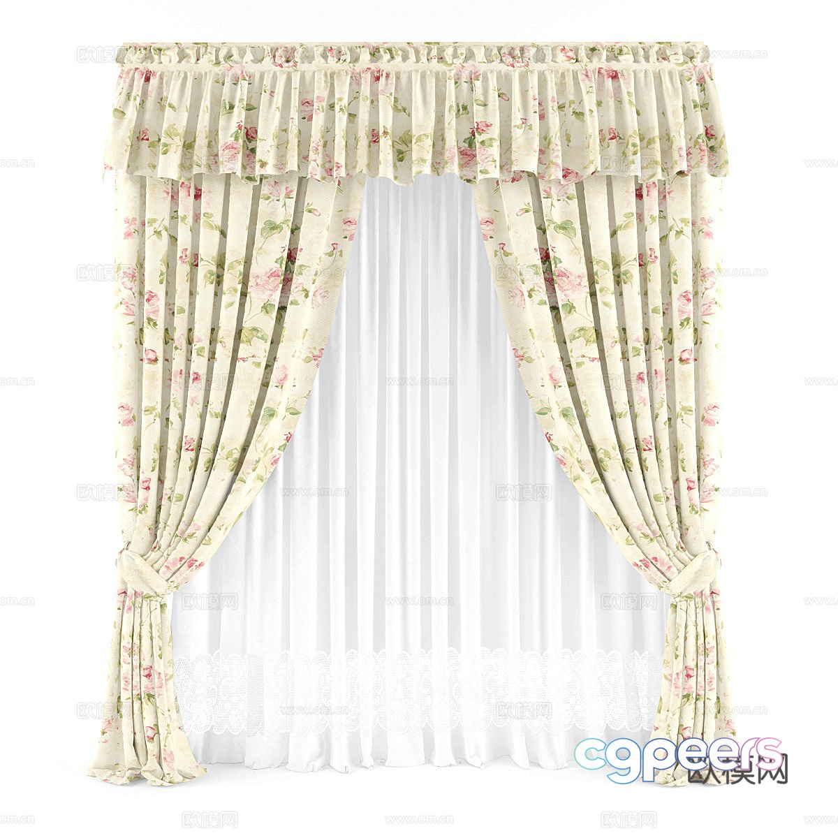Pastoral curtains Printed curtains Curtains 3D model Pastoral curtains Printed curtains Curtains 3D model