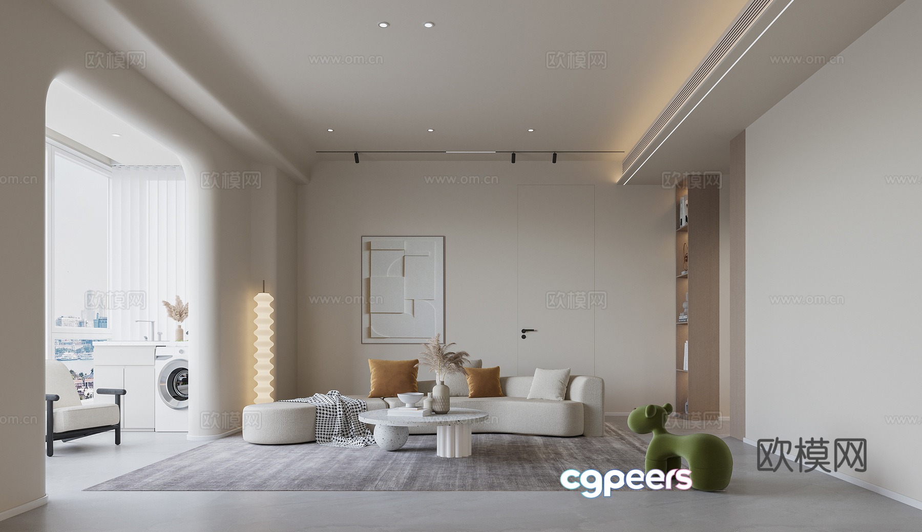 Creamy living room 3d model Creamy living room 3d model