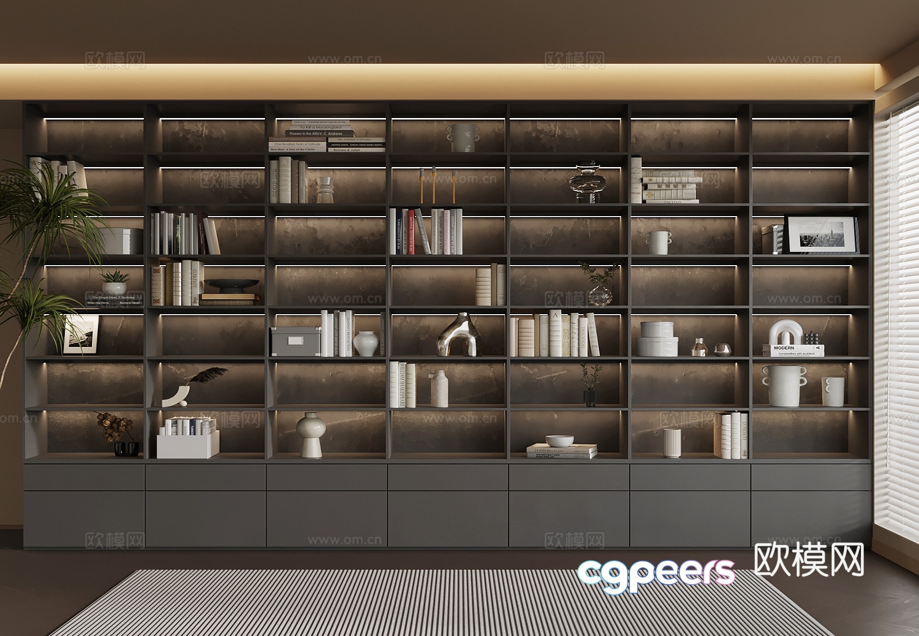 Modern bookcase 3d model Modern bookcase 3d model