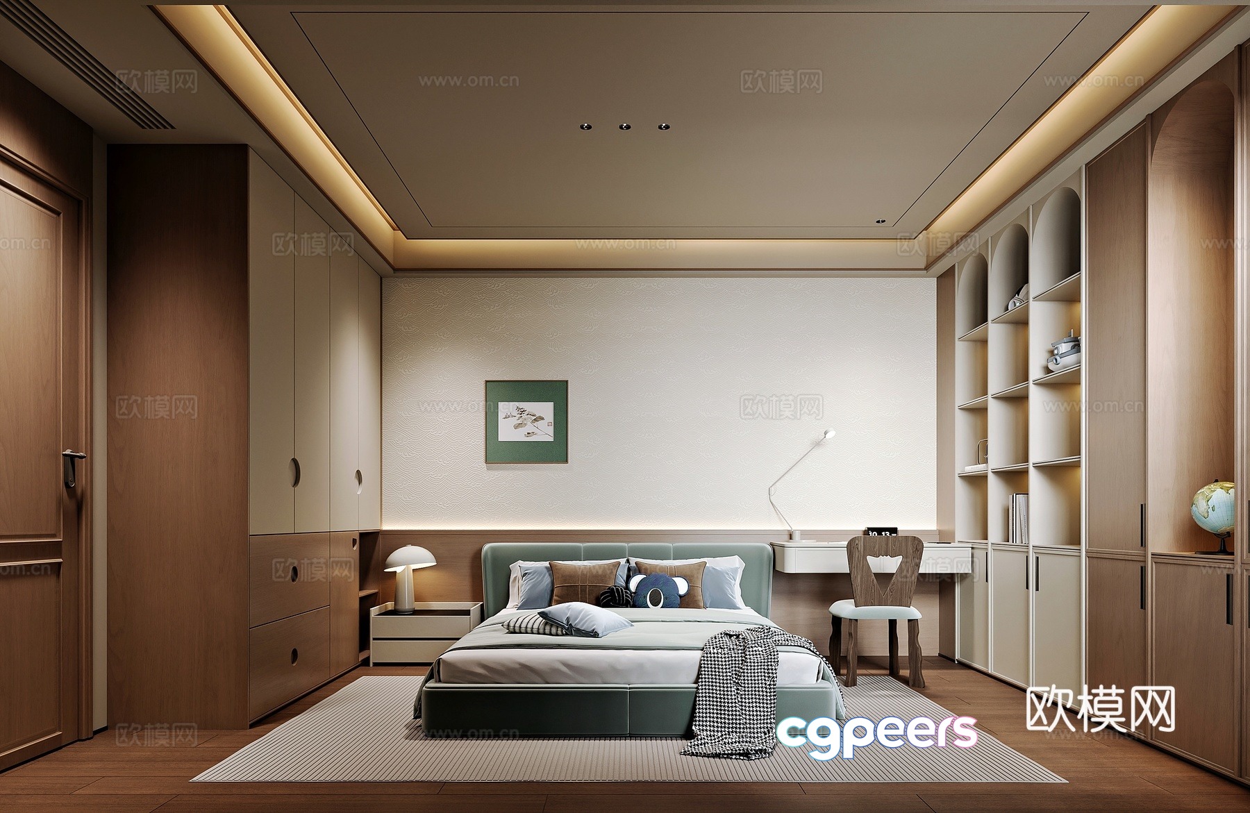 New Chinese style home bedroom 3D model New Chinese style home bedroom 3D model