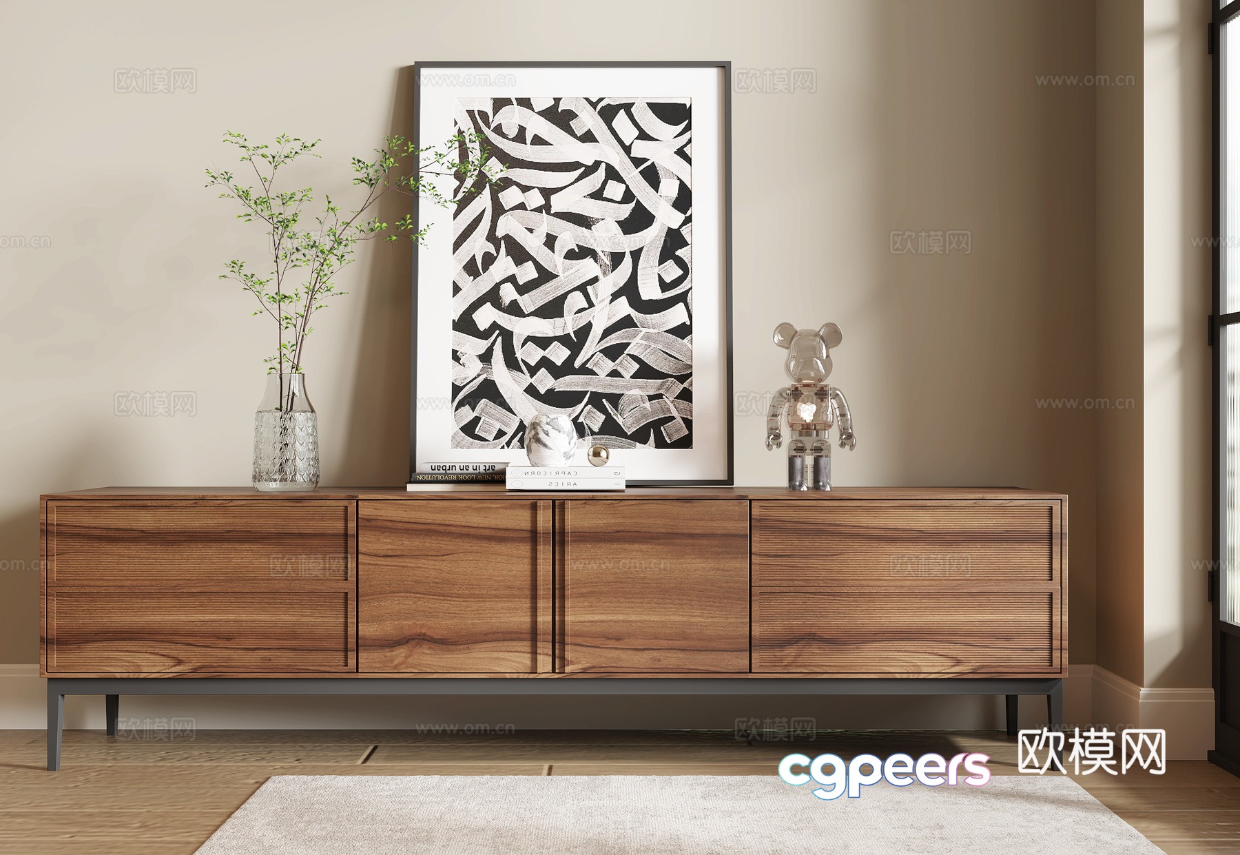 Middle-aged TV cabinet 3D model Middle-aged TV cabinet 3D model