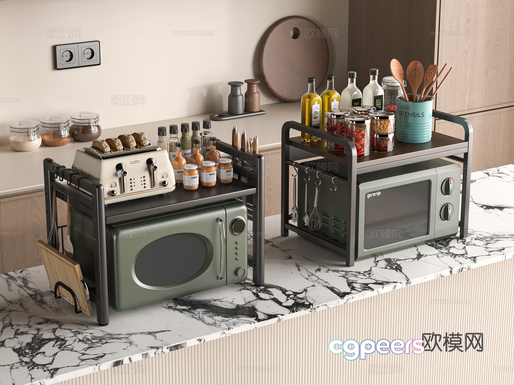 Modern kitchen shelf 3d model Modern kitchen shelf 3d model