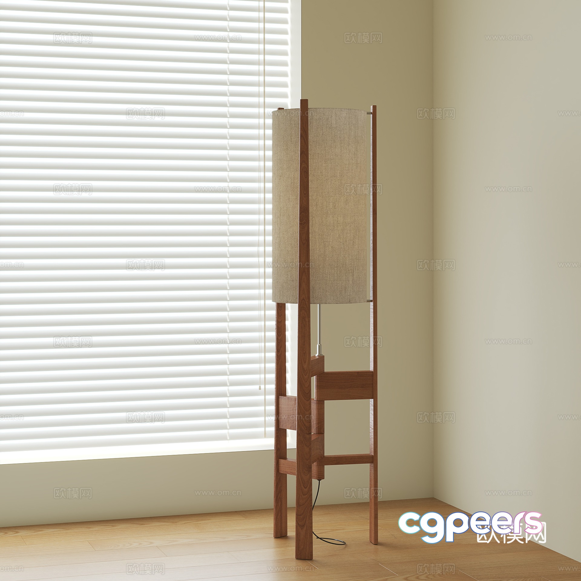 Middle-aged solid wood floor lamp 3d model Middle-aged solid wood floor lamp 3d model