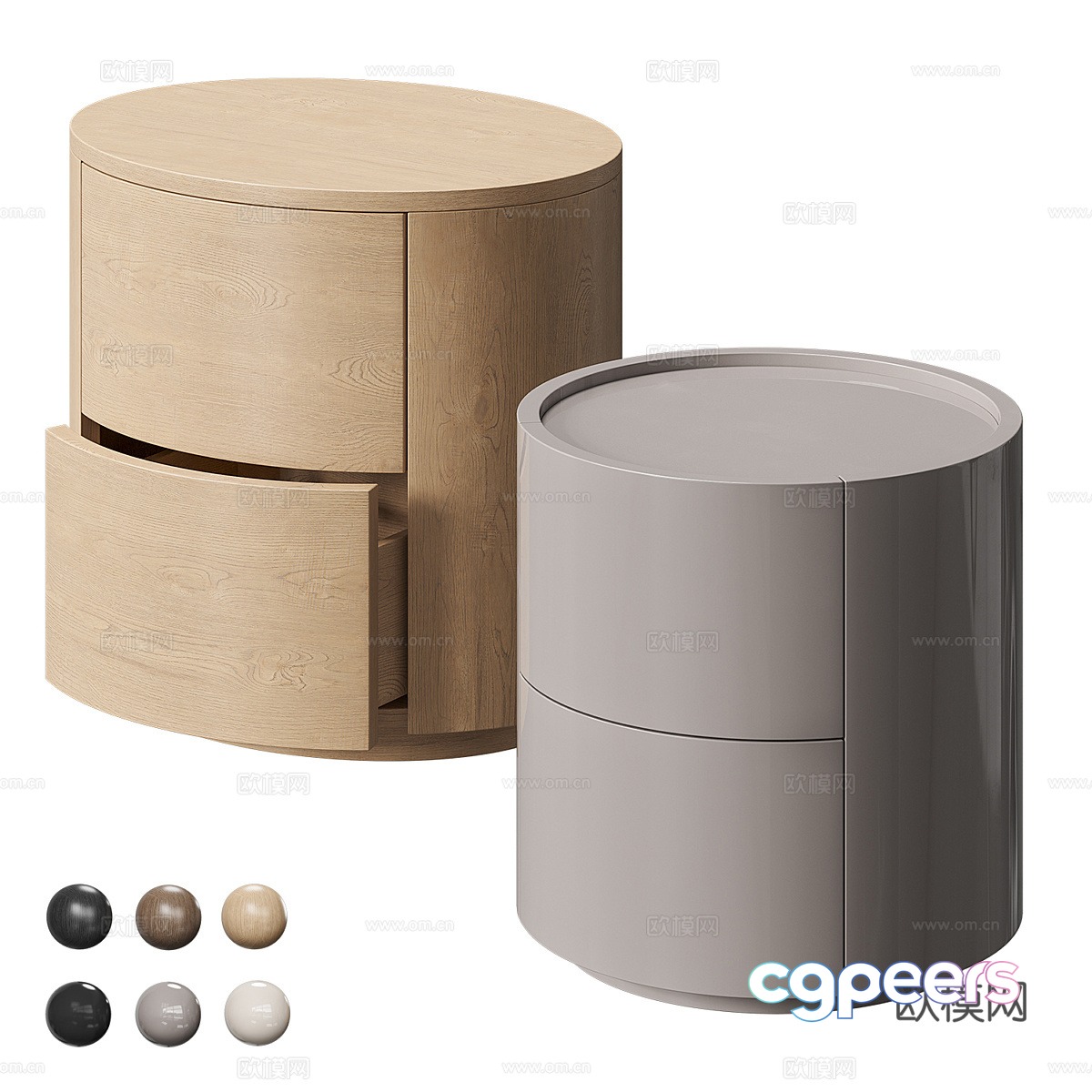 Modern cream style round bedside table 3d model Modern cream style round bedside table 3d model