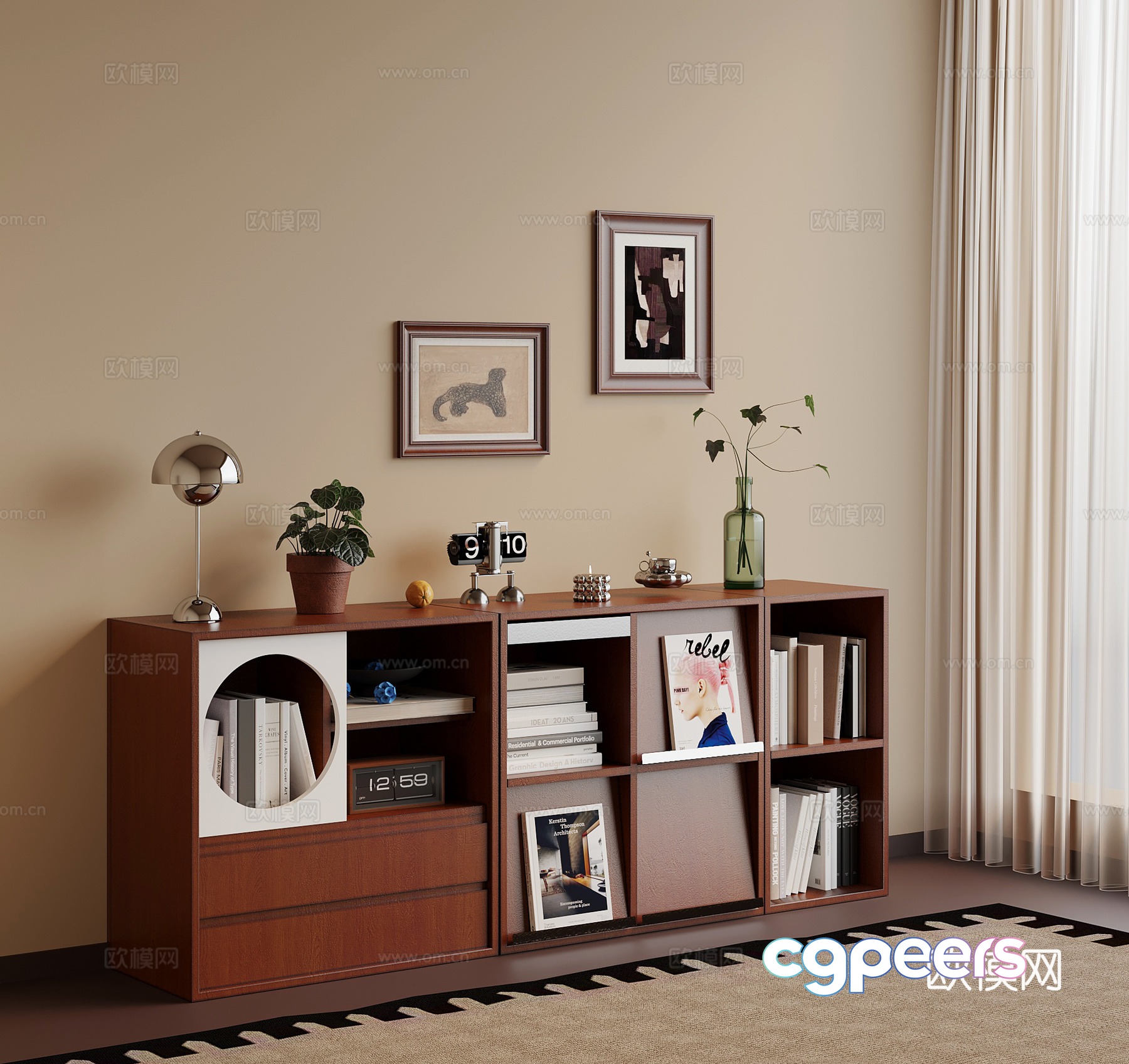 Middle-aged bookcase shelf ornament 3D model Middle-aged bookcase shelf ornament 3D model