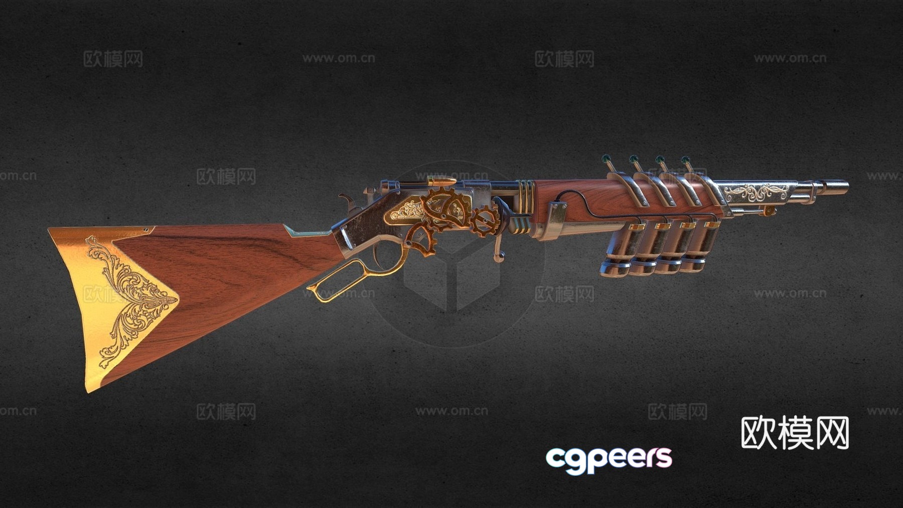 Electromagnetic lever action rifle 3d model Electromagnetic lever action rifle 3d model
