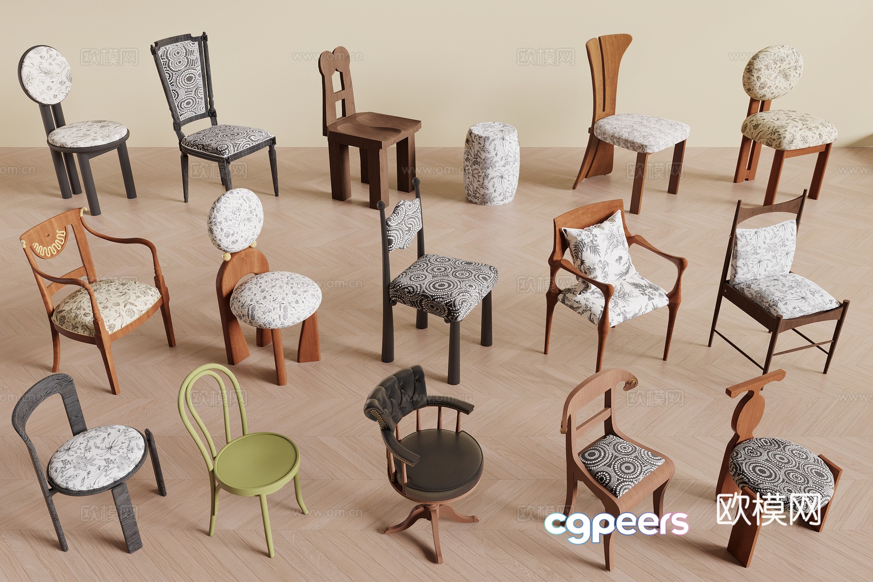Medium style dining chair 3d model Medium style dining chair 3d model