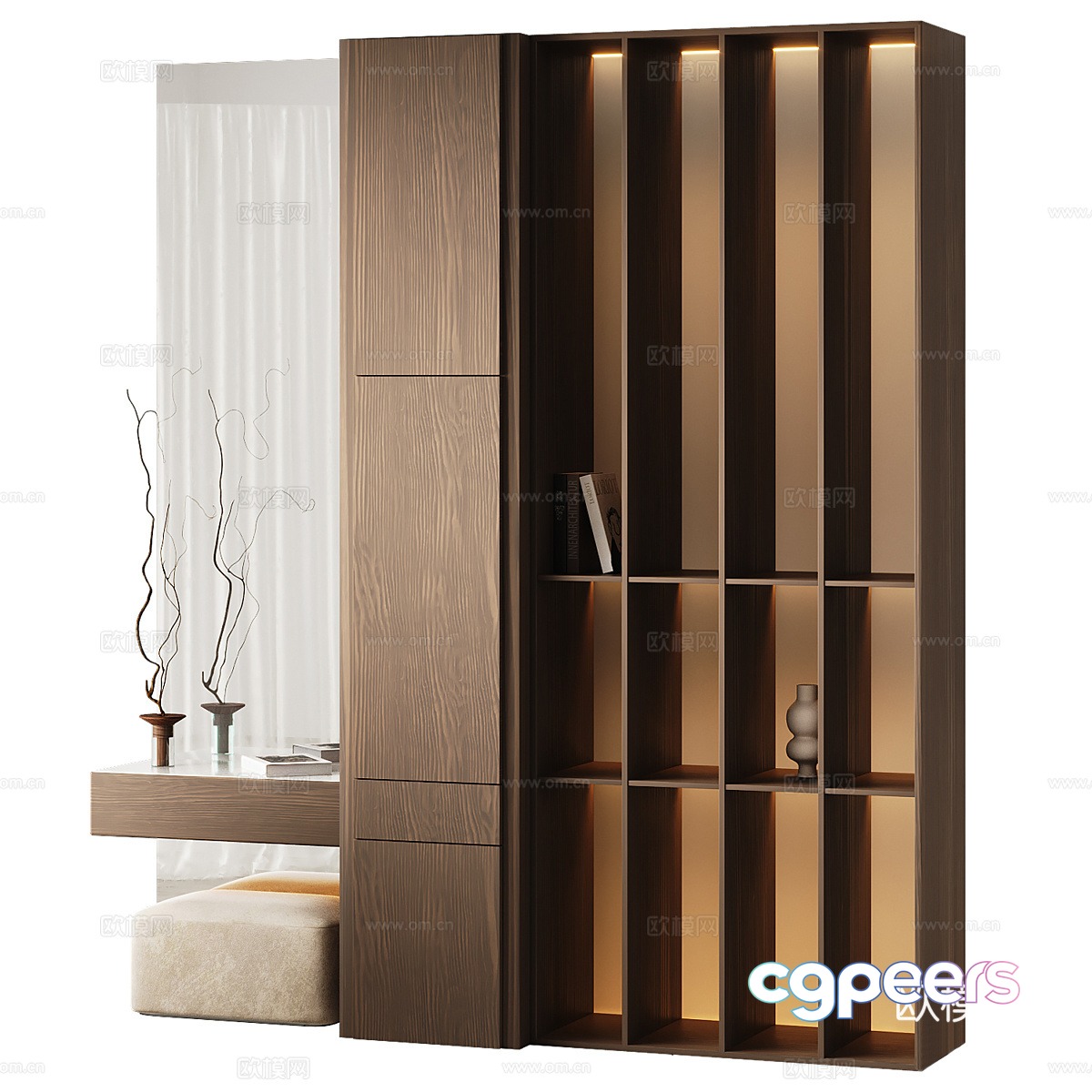 Modern light luxury minimalist dressing table decorative cabinet bookshelf 3D model Modern light luxury minimalist dressing table decorative cabinet bookshelf 3D model