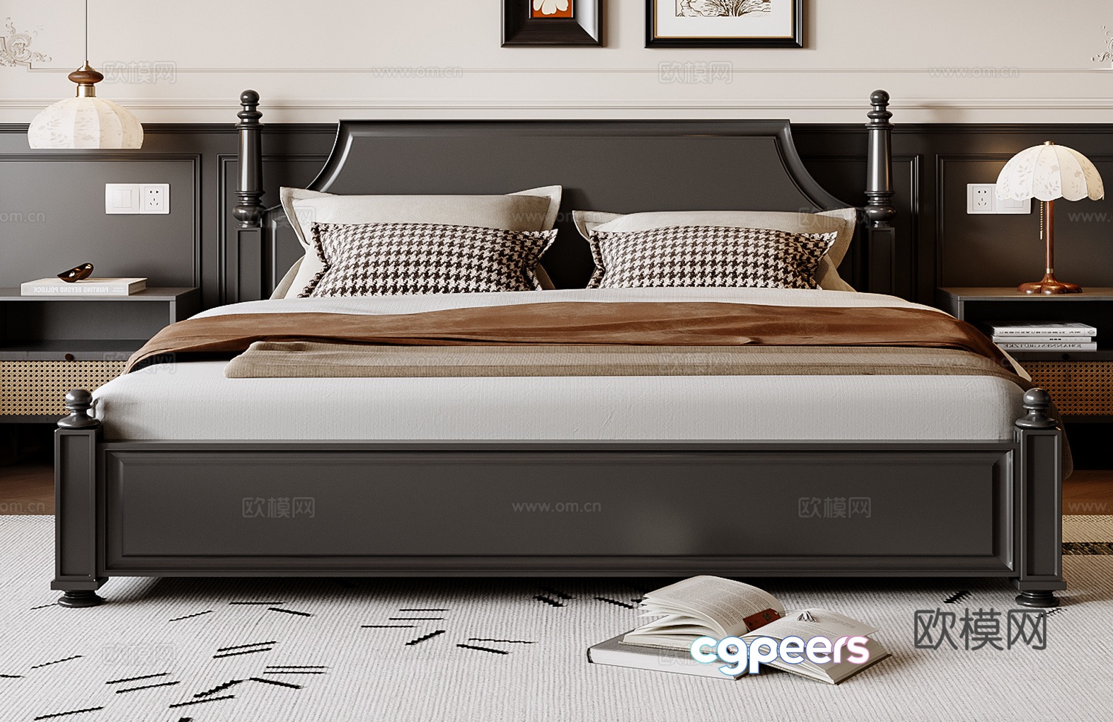 French double bed 3d model French double bed 3d model