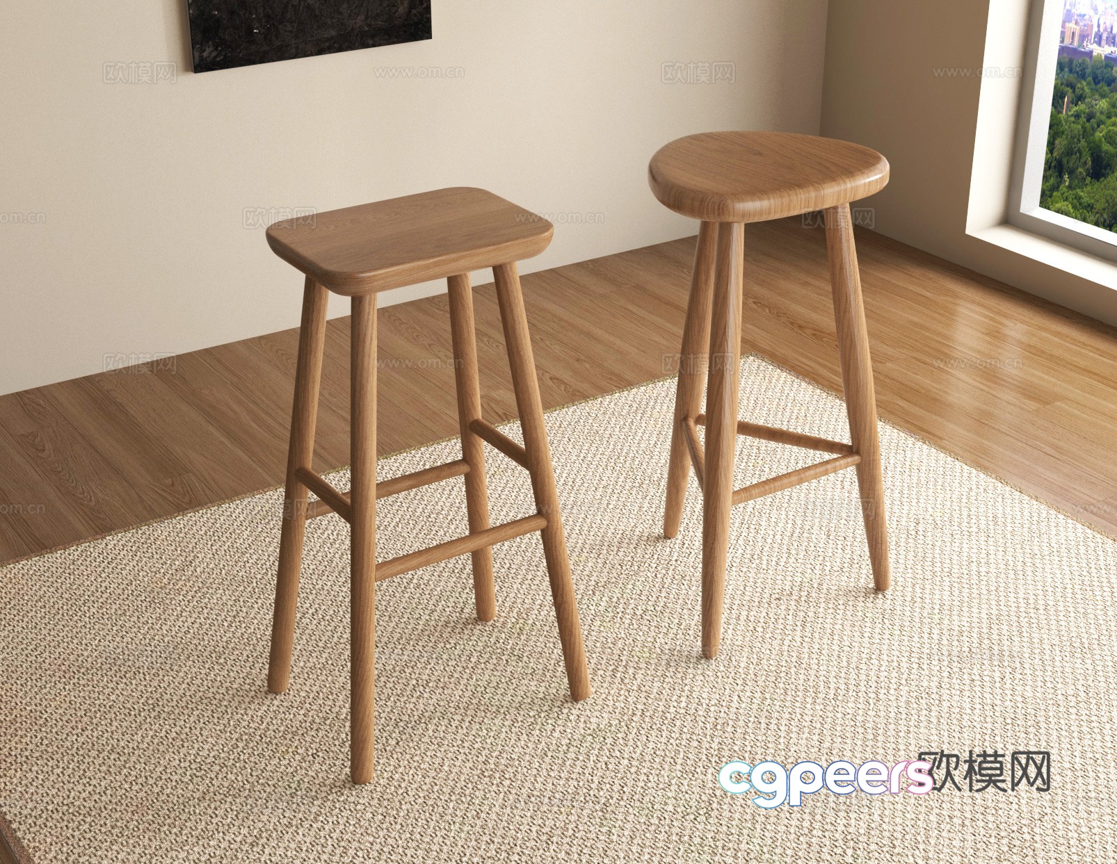 Barrel stool wooden stool bar stool 3d model Barrel stool wooden stool bar stool 3d model