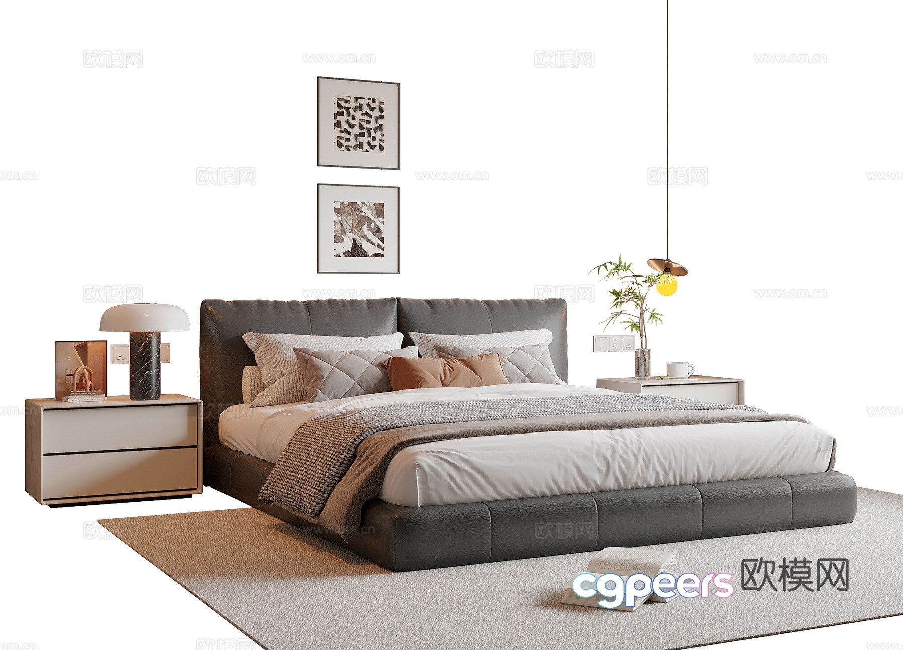Modern Italian double bed 3d model Modern Italian double bed 3d model