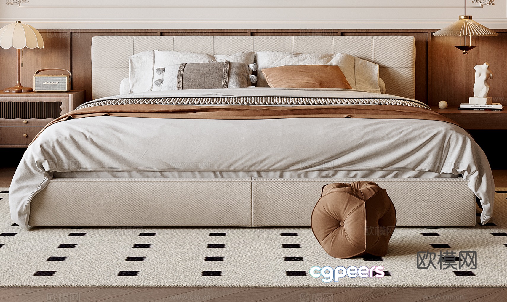 Middle-aged double bed 3D model Middle-aged double bed 3D model