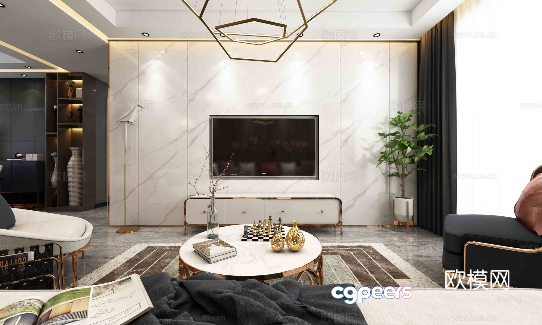 Modern light luxury living room dining model 3d model Modern light luxury living room dining model 3d model