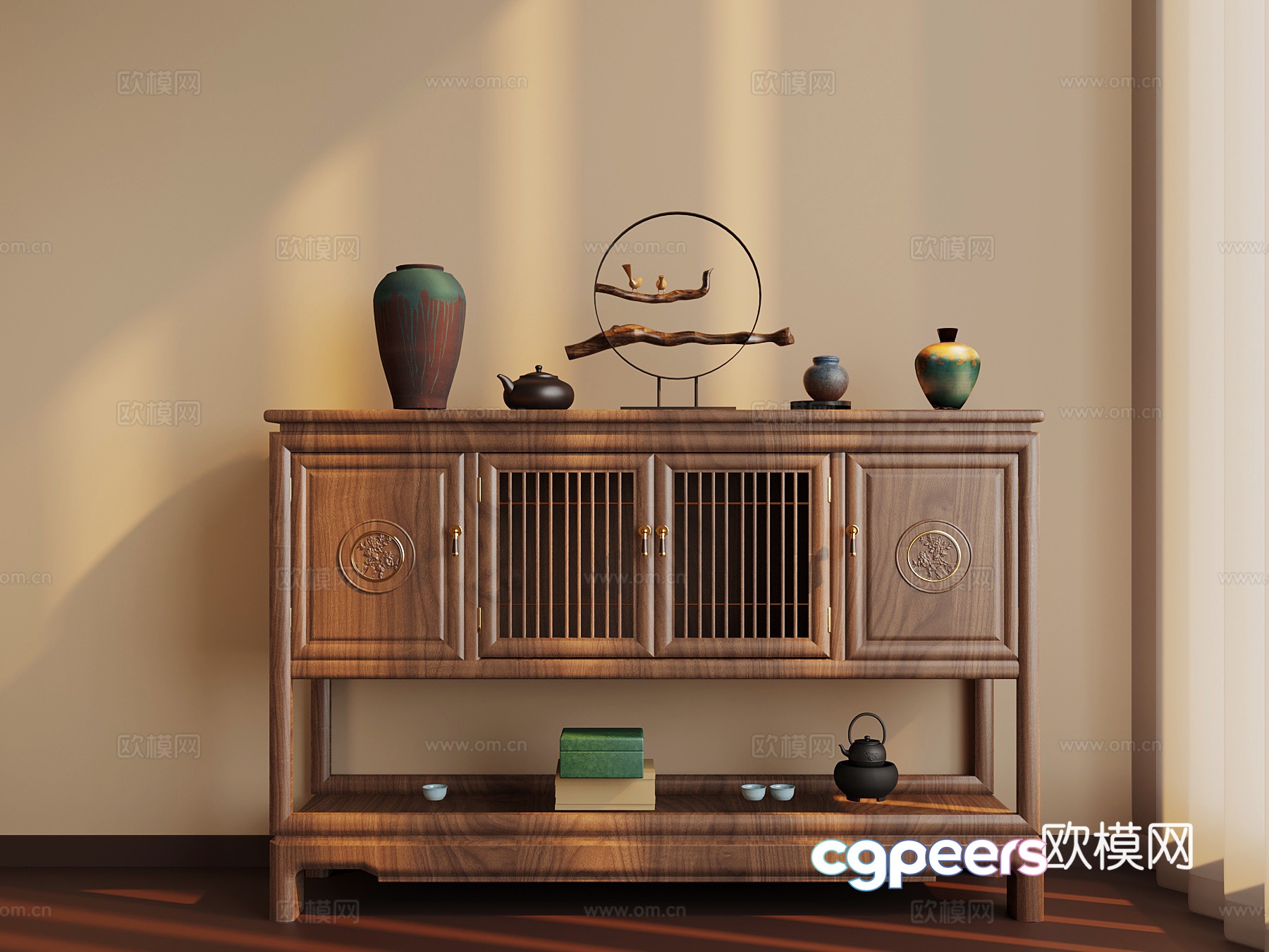 New Chinese side cabinet tea cabinet 3D model New Chinese side cabinet tea cabinet 3D model
