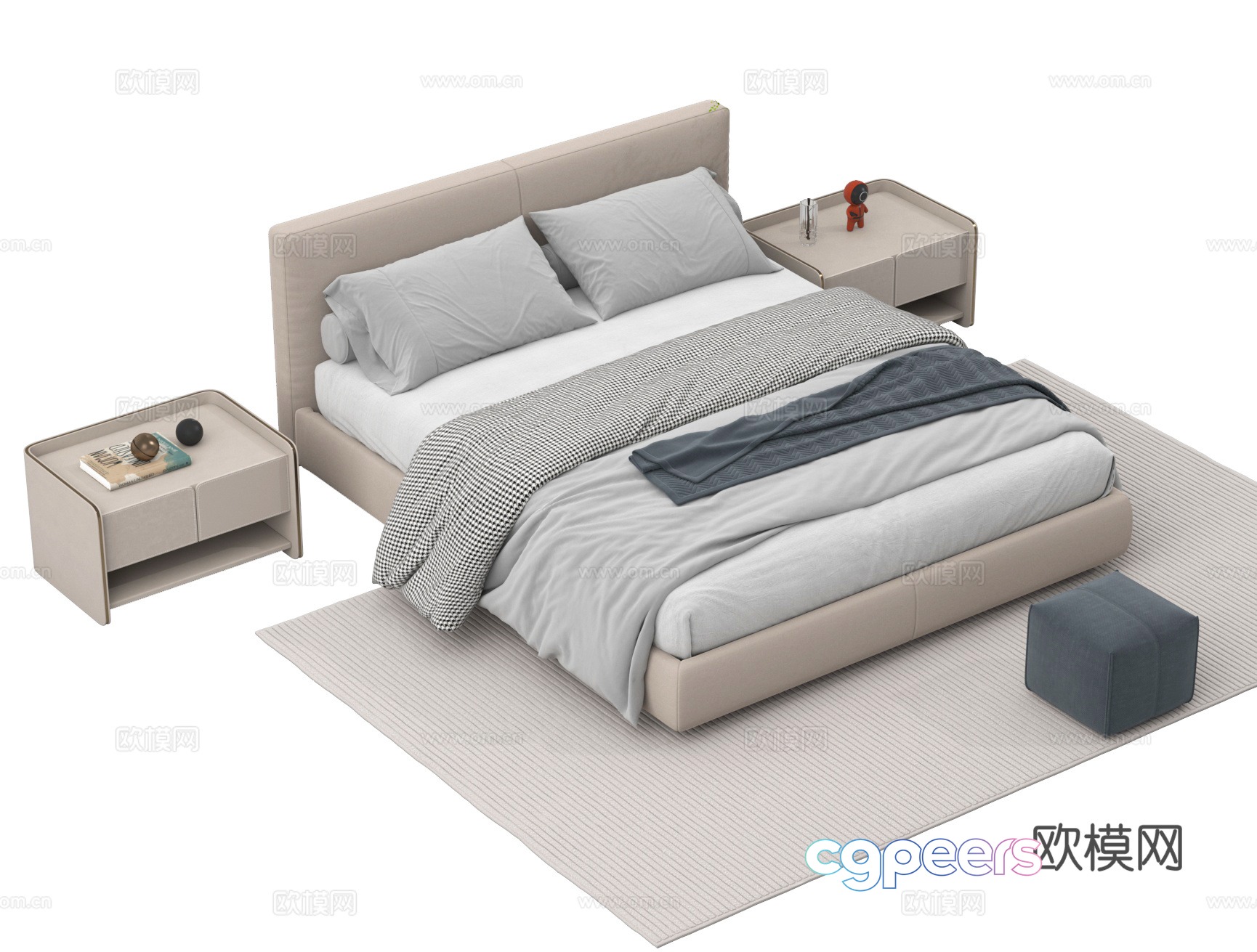Double bed nightstand 3d model Double bed nightstand 3d model