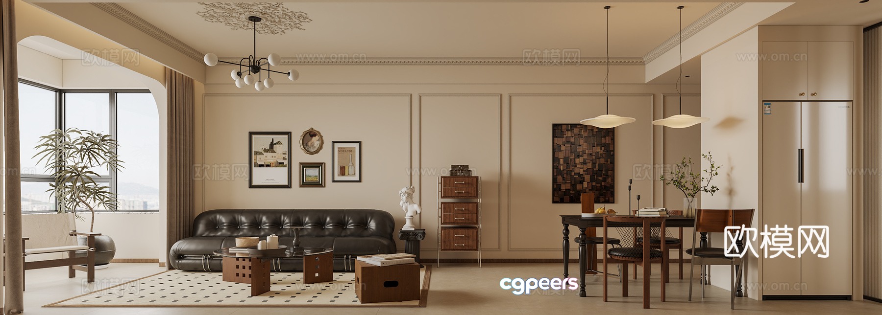 French living and dining room 3d model French living and dining room 3d model