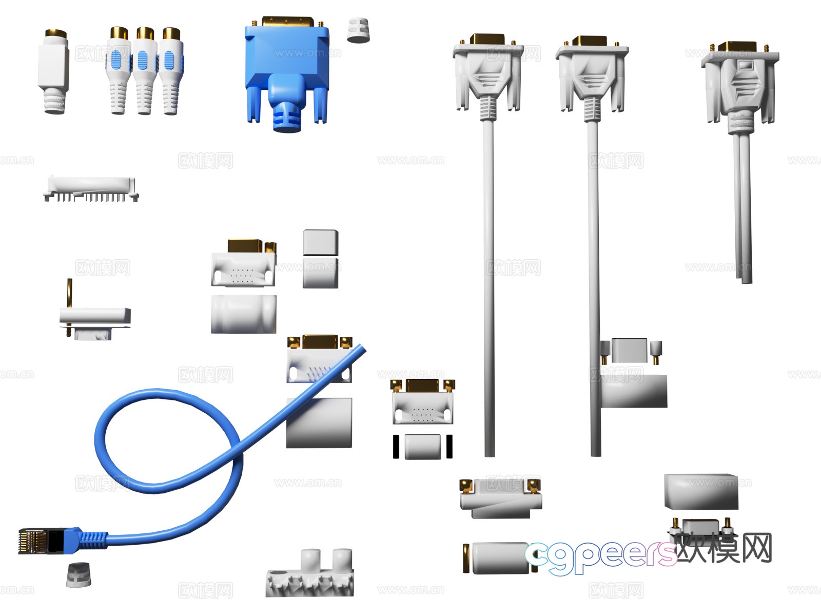Various interfaces, interface collection, computer interface, network interface, wire interface, audio interface 3D model Various interfaces, interface collection, computer interface, network interface, wire interface, audio interface 3D model