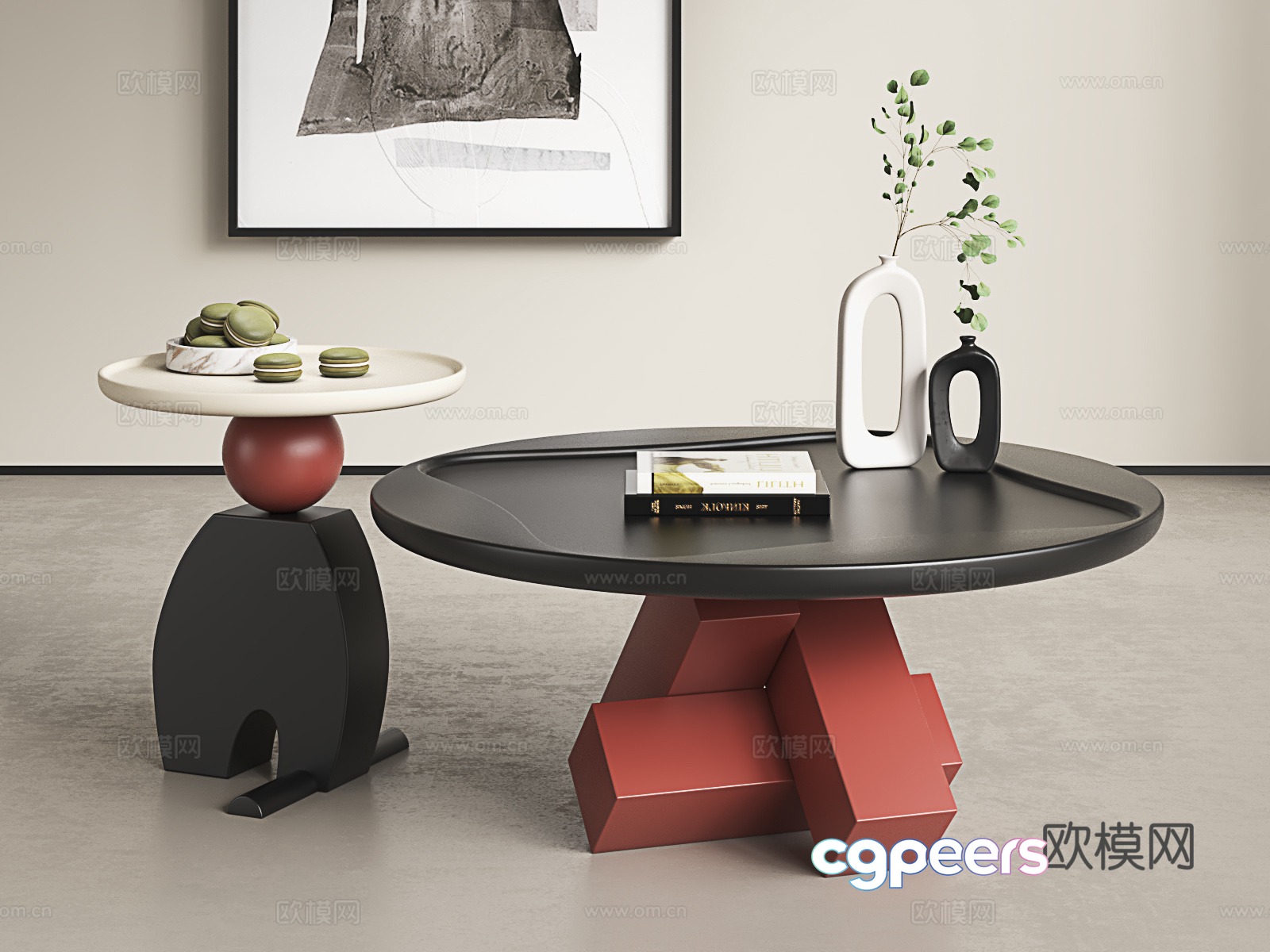 Italian round coffee table combination Dopamine coffee table combination Light luxury coffee table combination Minimalist coffee table combination 3D model Italian round coffee table combination Dopamine coffee table combination Light luxury coffee table combination Minimalist coffee table combination 3D model